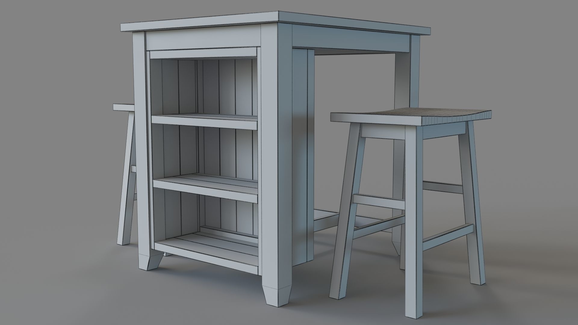 Madison County 3pc Counter Height Set Vintage White 3D model_5