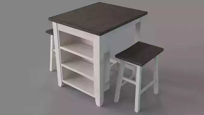 Madison County 3pc Counter Height Set Vintage White 3D model