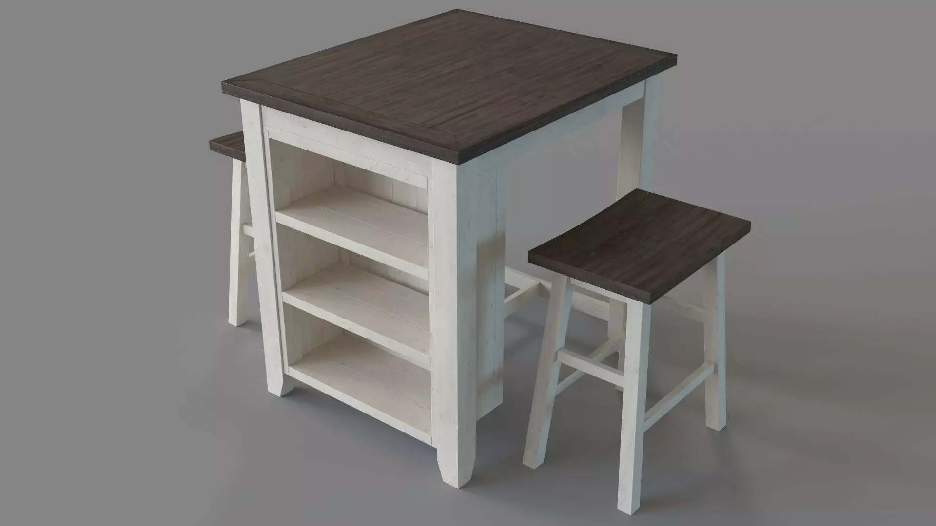 Madison County 3pc Counter Height Set Vintage White 3D model_0