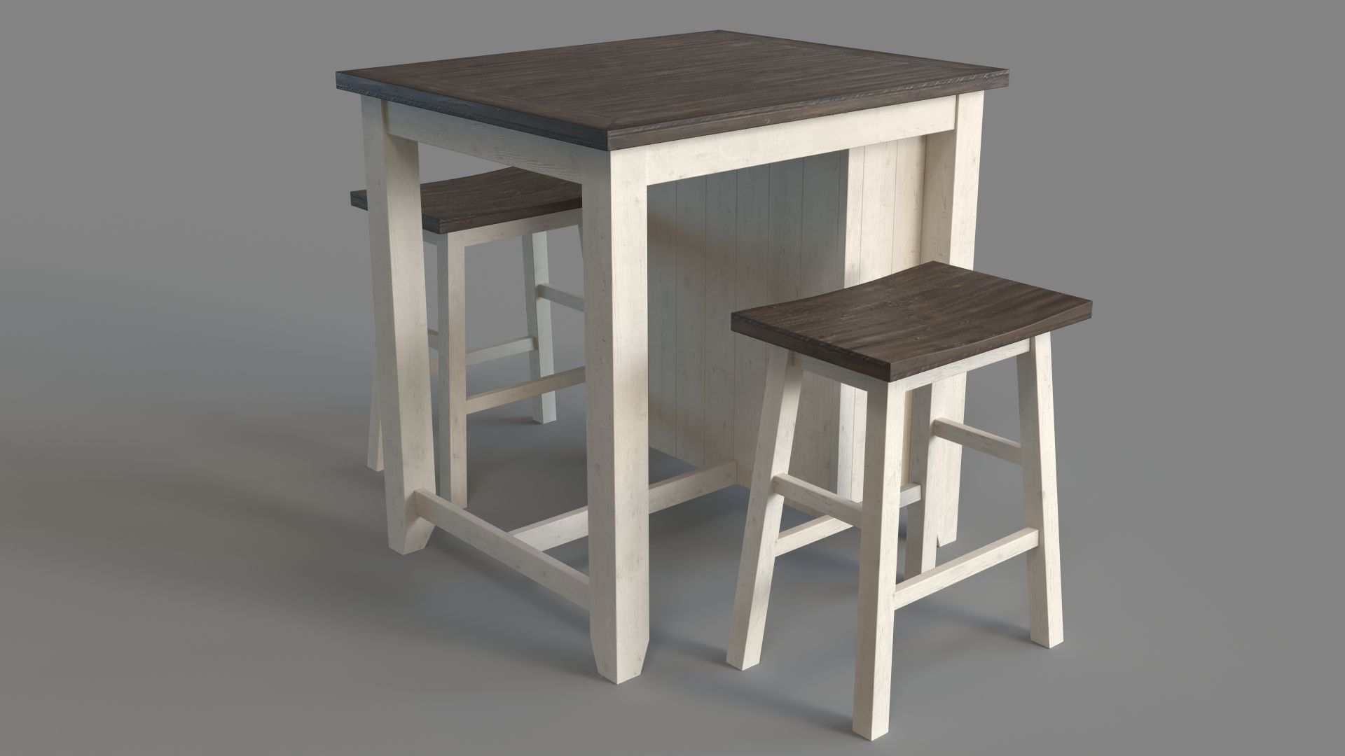 Madison County 3pc Counter Height Set Vintage White 3D model_2