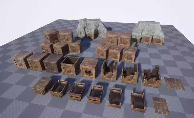 Wooden Crates Set
