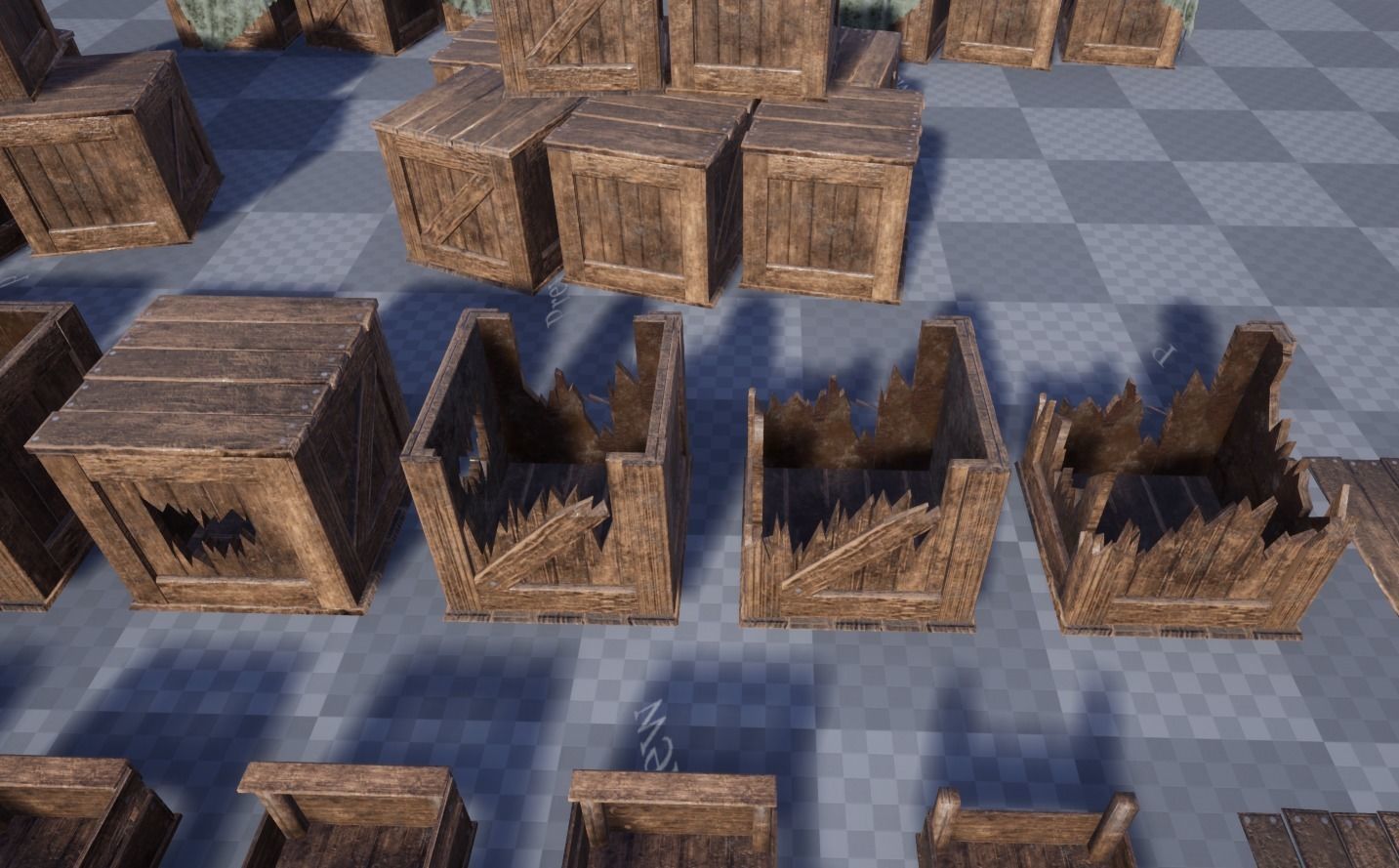 Wooden Crates Set Low-poly 3D model_3