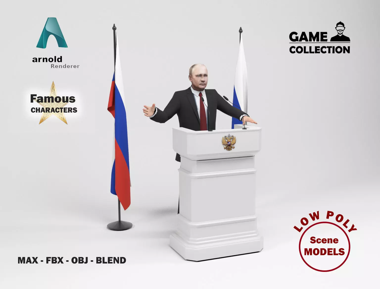 Vladimir Putin Low-poly 3D model_0