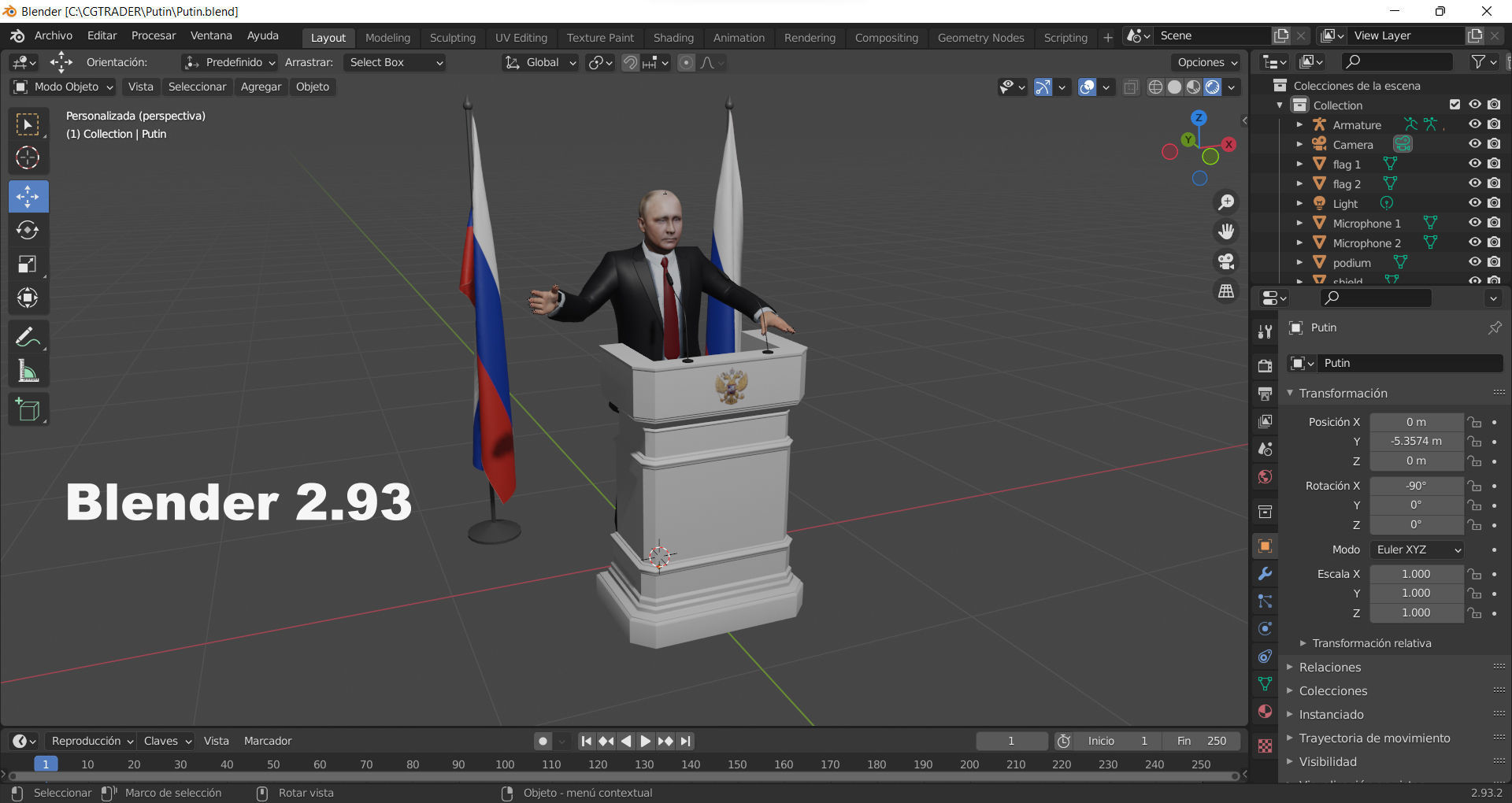 Vladimir Putin Low-poly 3D model_12