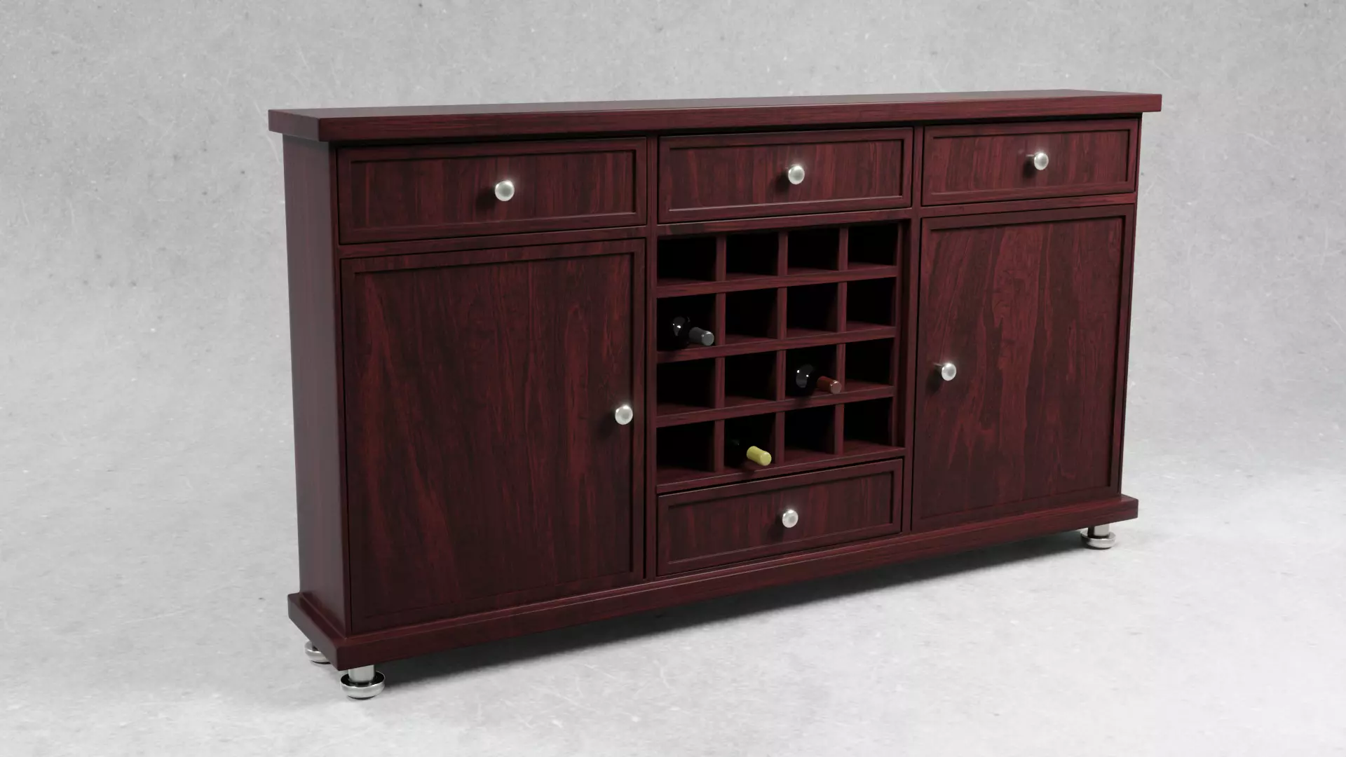 Dresser mahogany wine cabinet on wheels Free 3D model