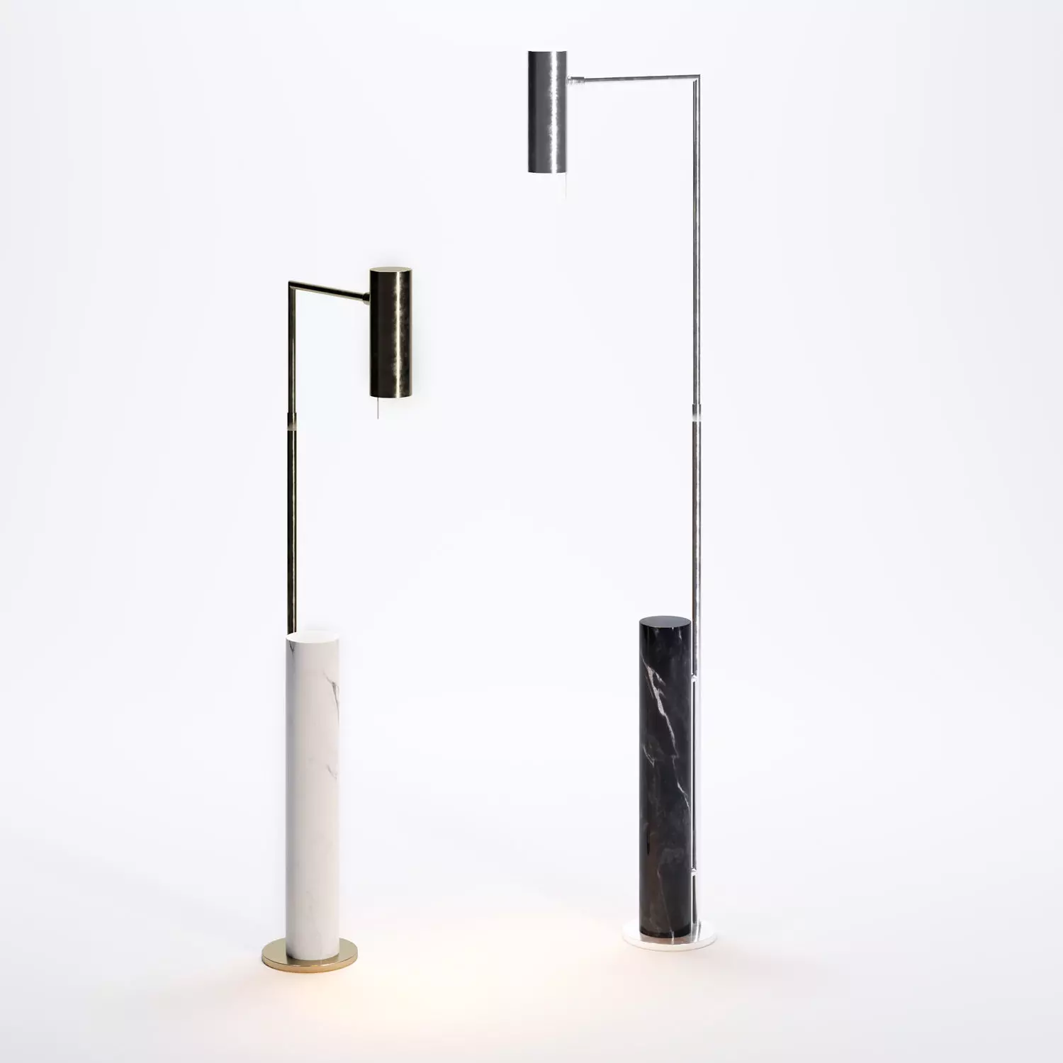 Almafloorlamp two floor lamps with marble tops 3D model