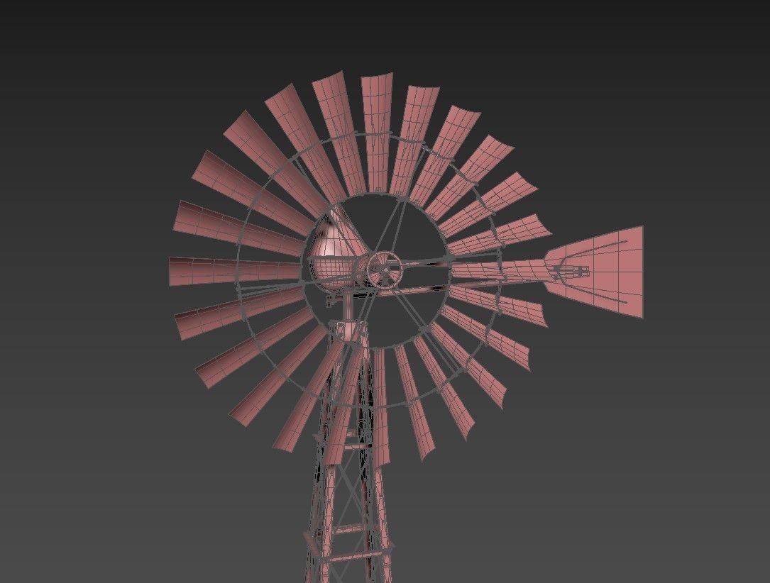 WindMill old on sky 3D model_2