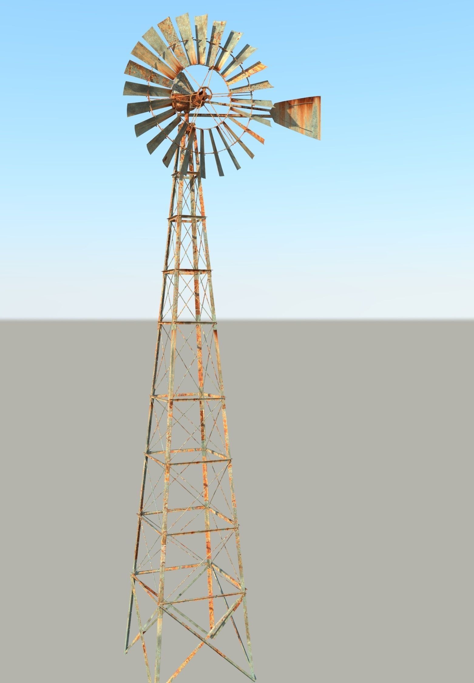 WindMill old on sky 3D model_1