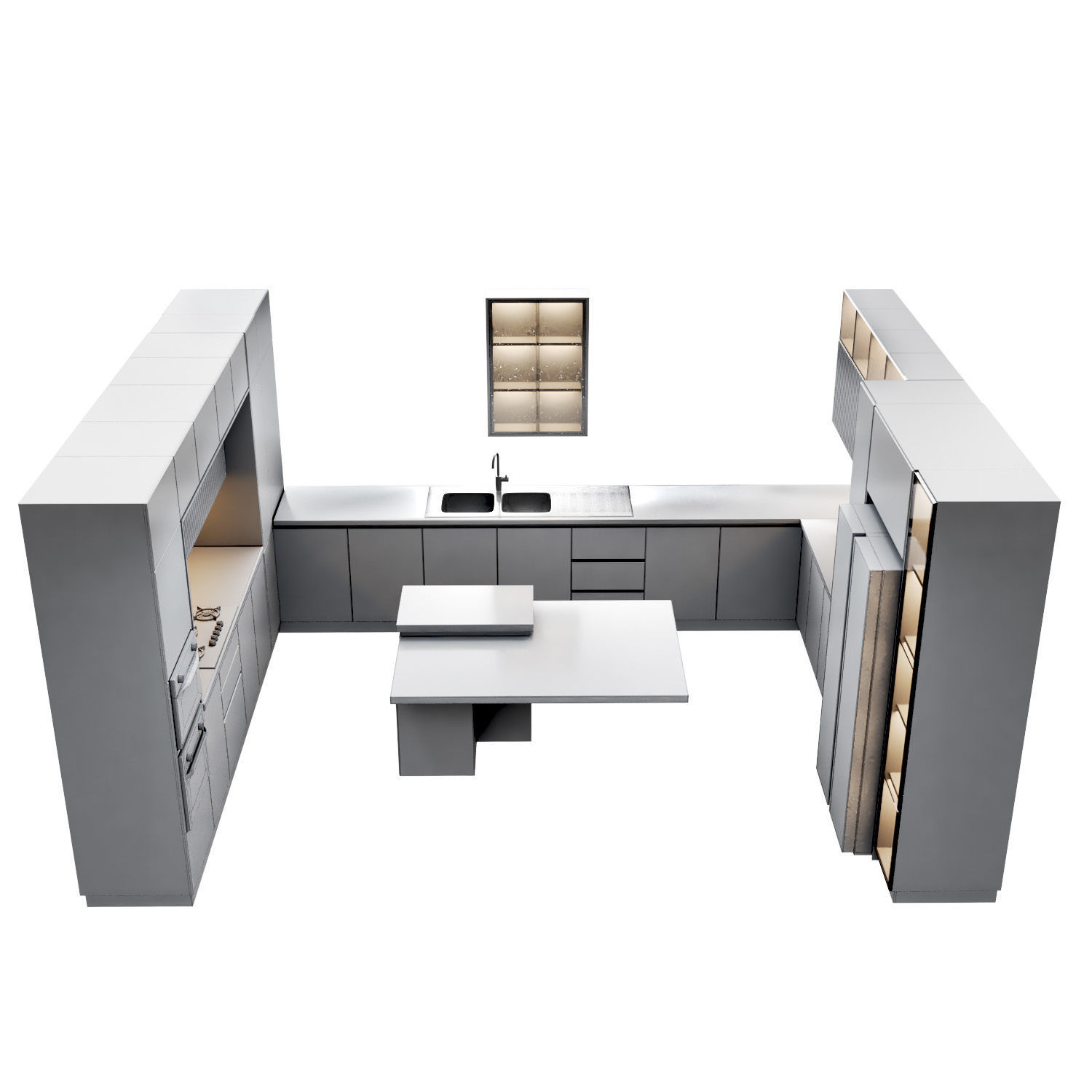 Kitchen8 -window in the middle of kitchen Low-poly 3D model_9