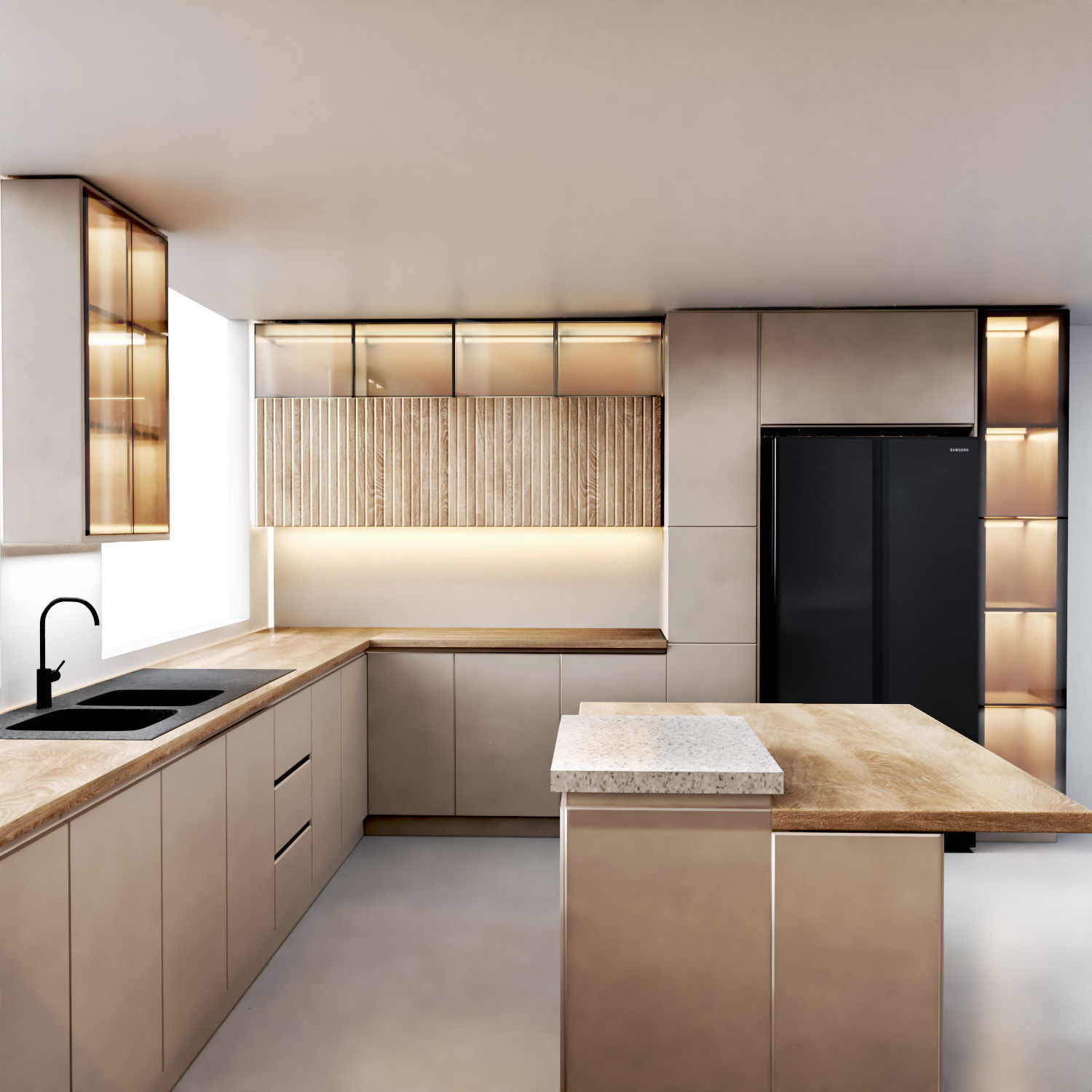 Kitchen8 -window in the middle of kitchen Low-poly 3D model_4