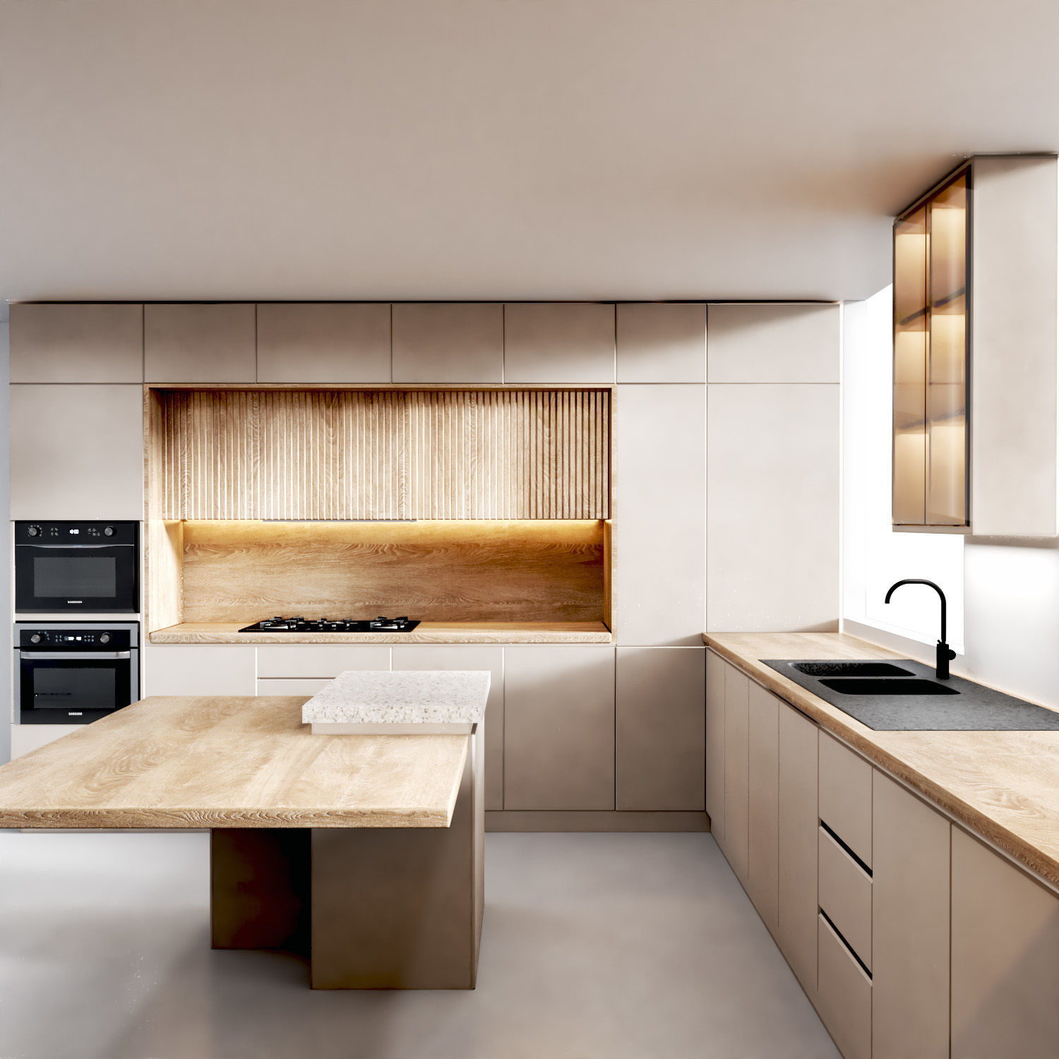 Kitchen8 -window in the middle of kitchen Low-poly 3D model_1