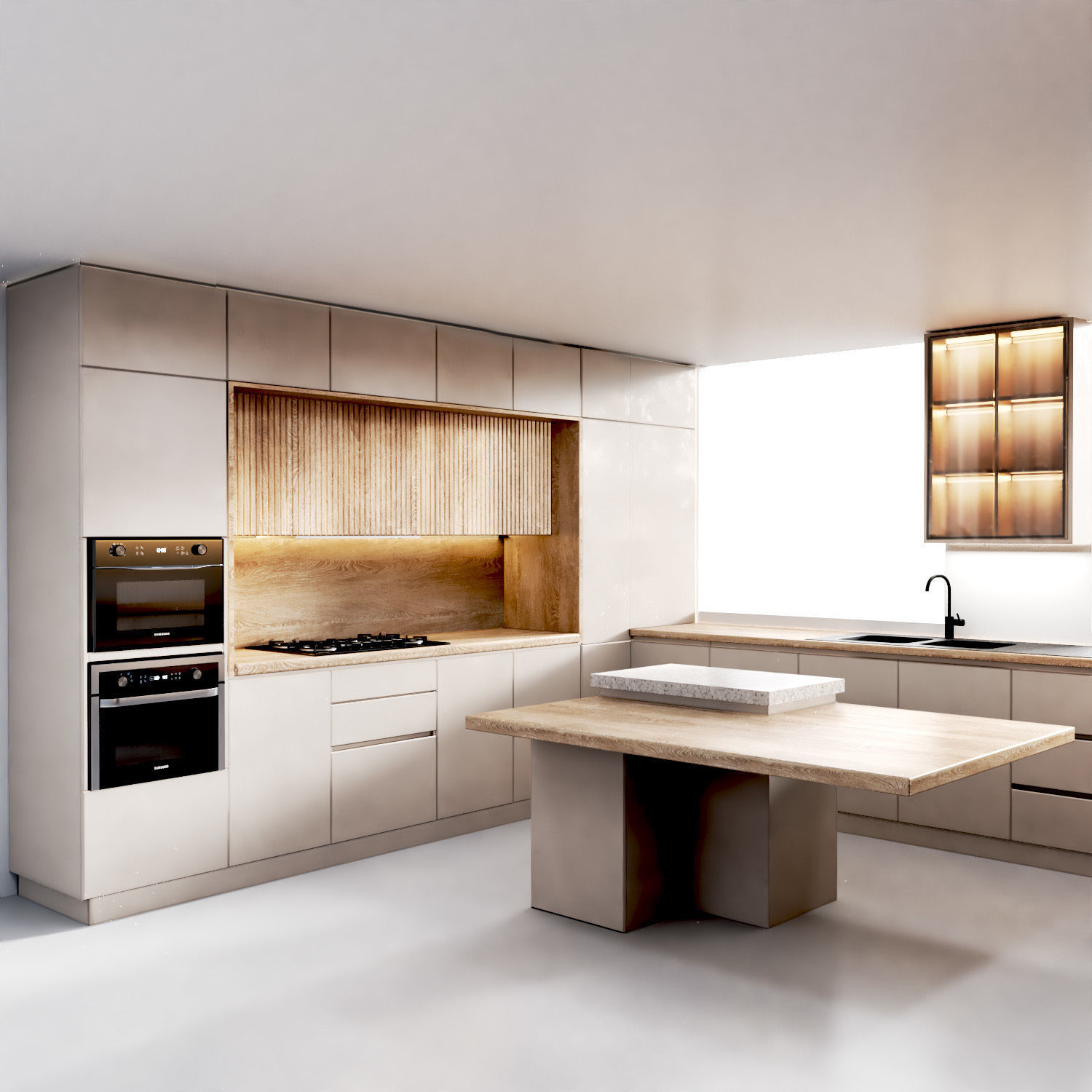 Kitchen8 -window in the middle of kitchen Low-poly 3D model_2