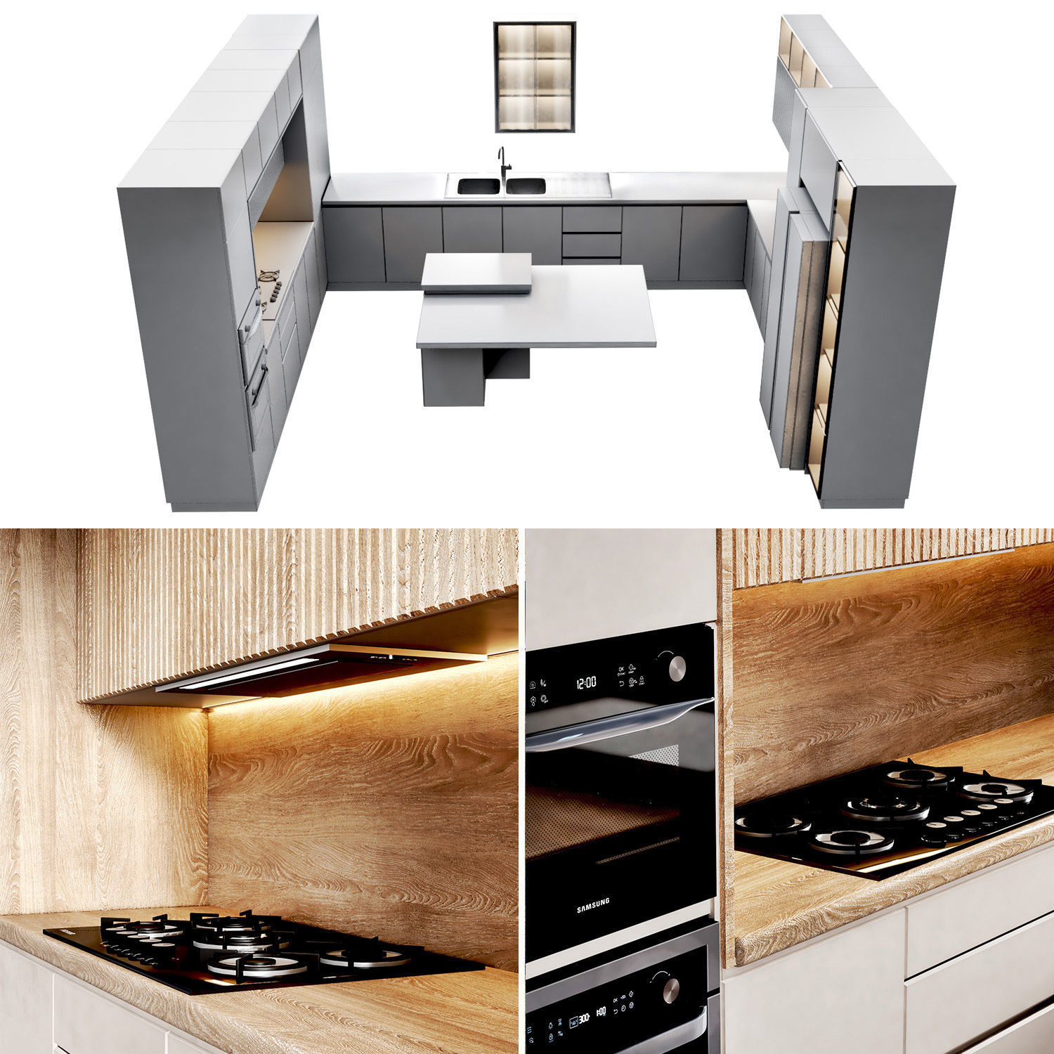 Kitchen8 -window in the middle of kitchen Low-poly 3D model_8