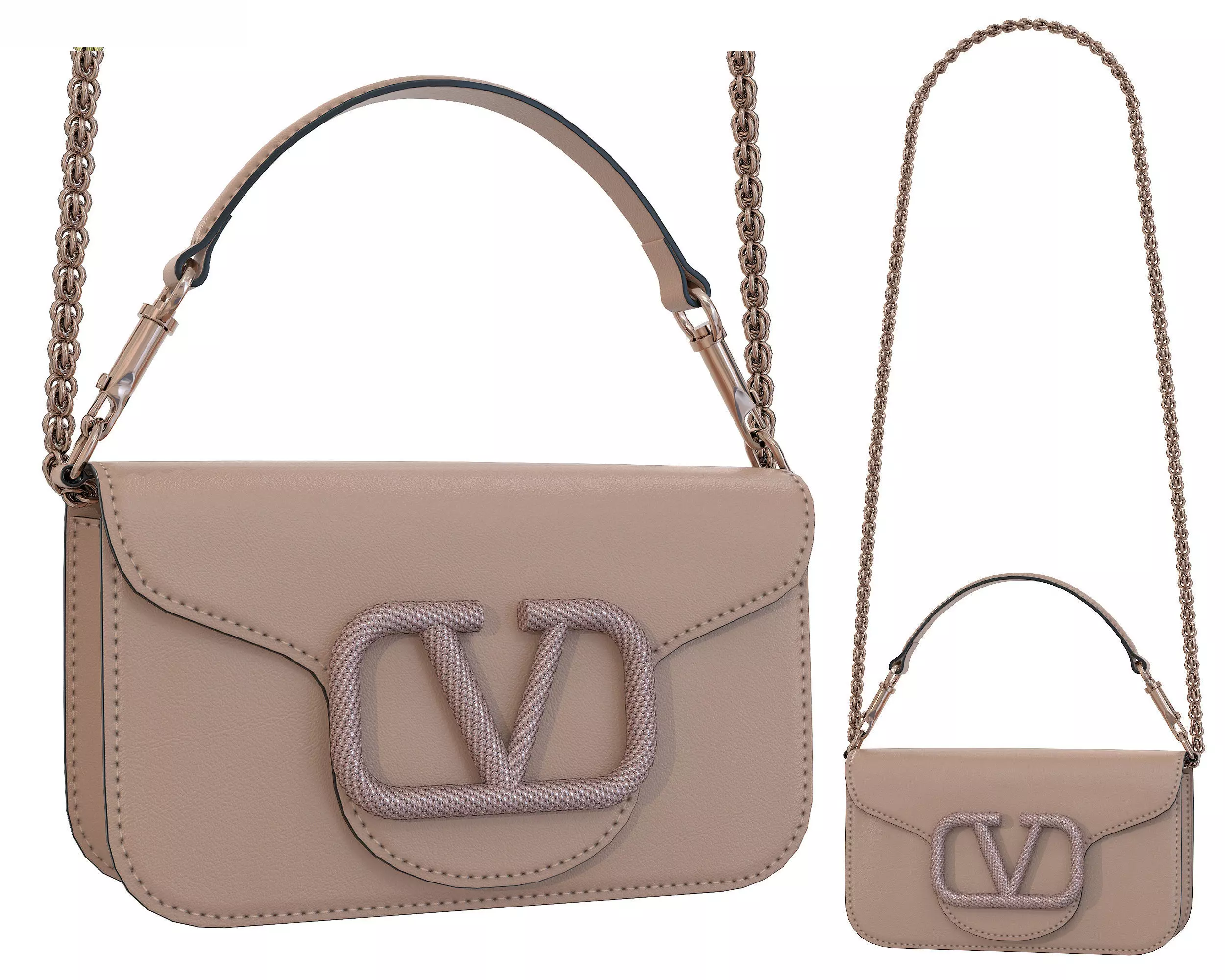 Valentino Garavani Loco Small Shoulder Bag Cream Low-poly 3D model_0