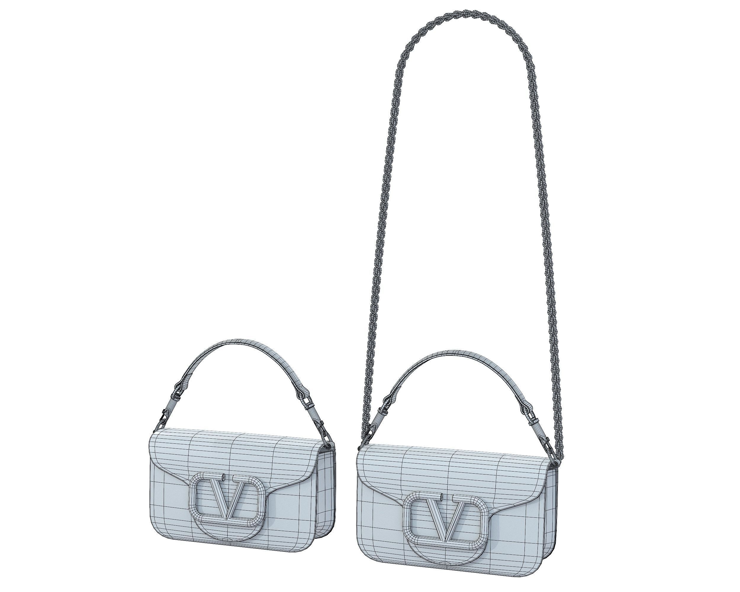 Valentino Garavani Loco Small Shoulder Bag Cream Low-poly 3D model_9