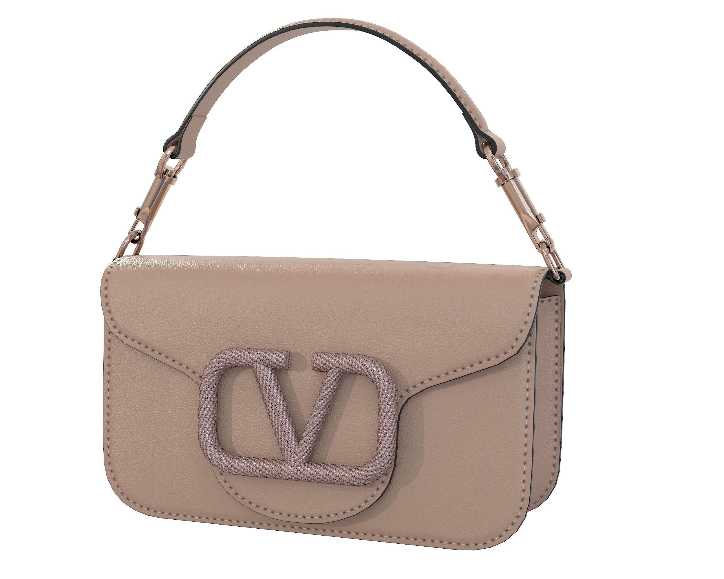 Valentino Garavani Loco Small Shoulder Bag Cream Low-poly 3D model_4