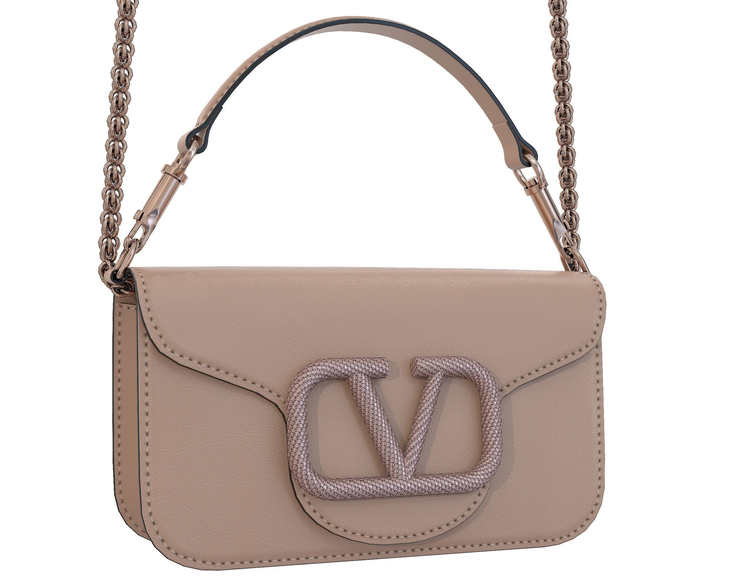 Valentino Garavani Loco Small Shoulder Bag Cream Low-poly 3D model_8