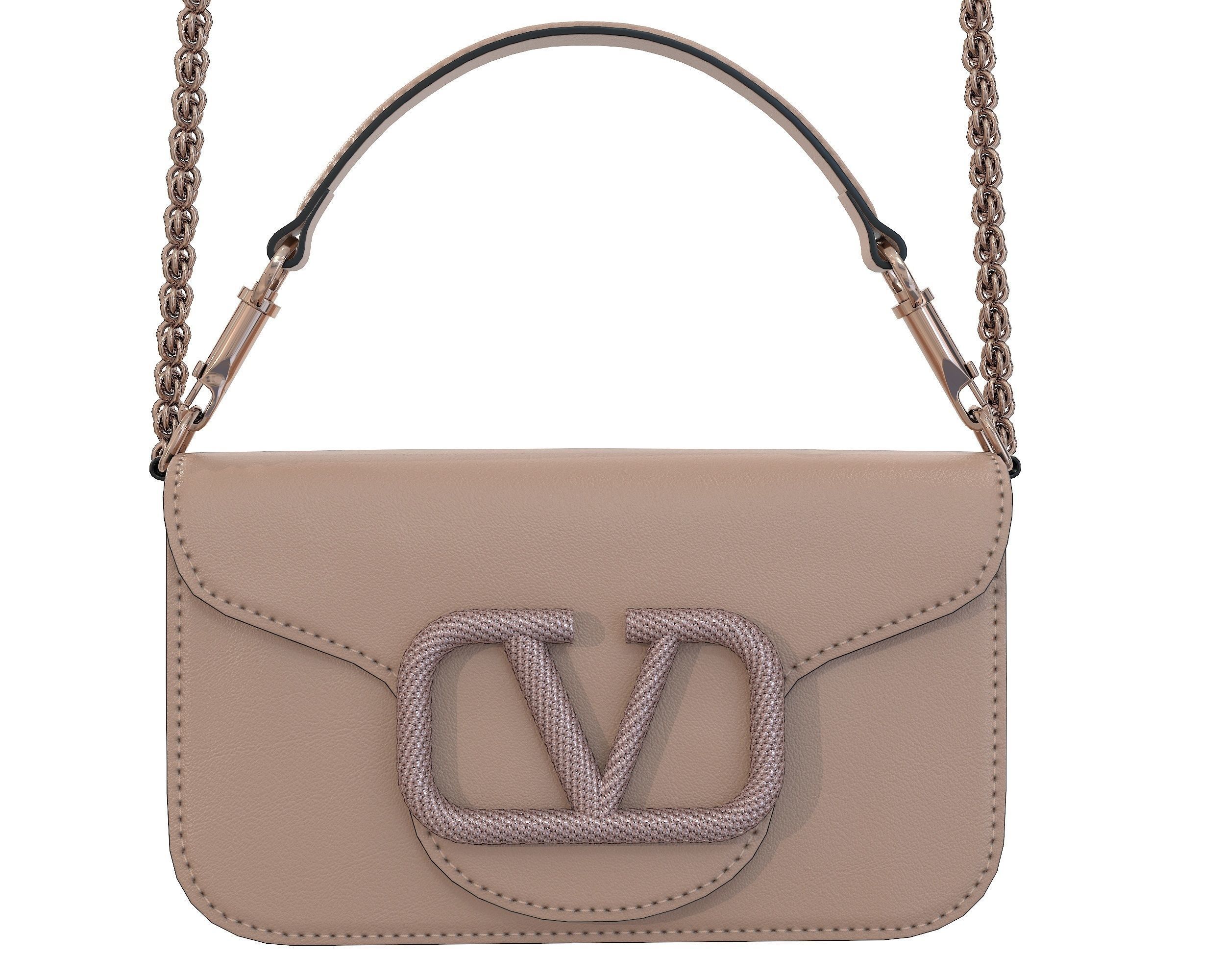 Valentino Garavani Loco Small Shoulder Bag Cream Low-poly 3D model_7