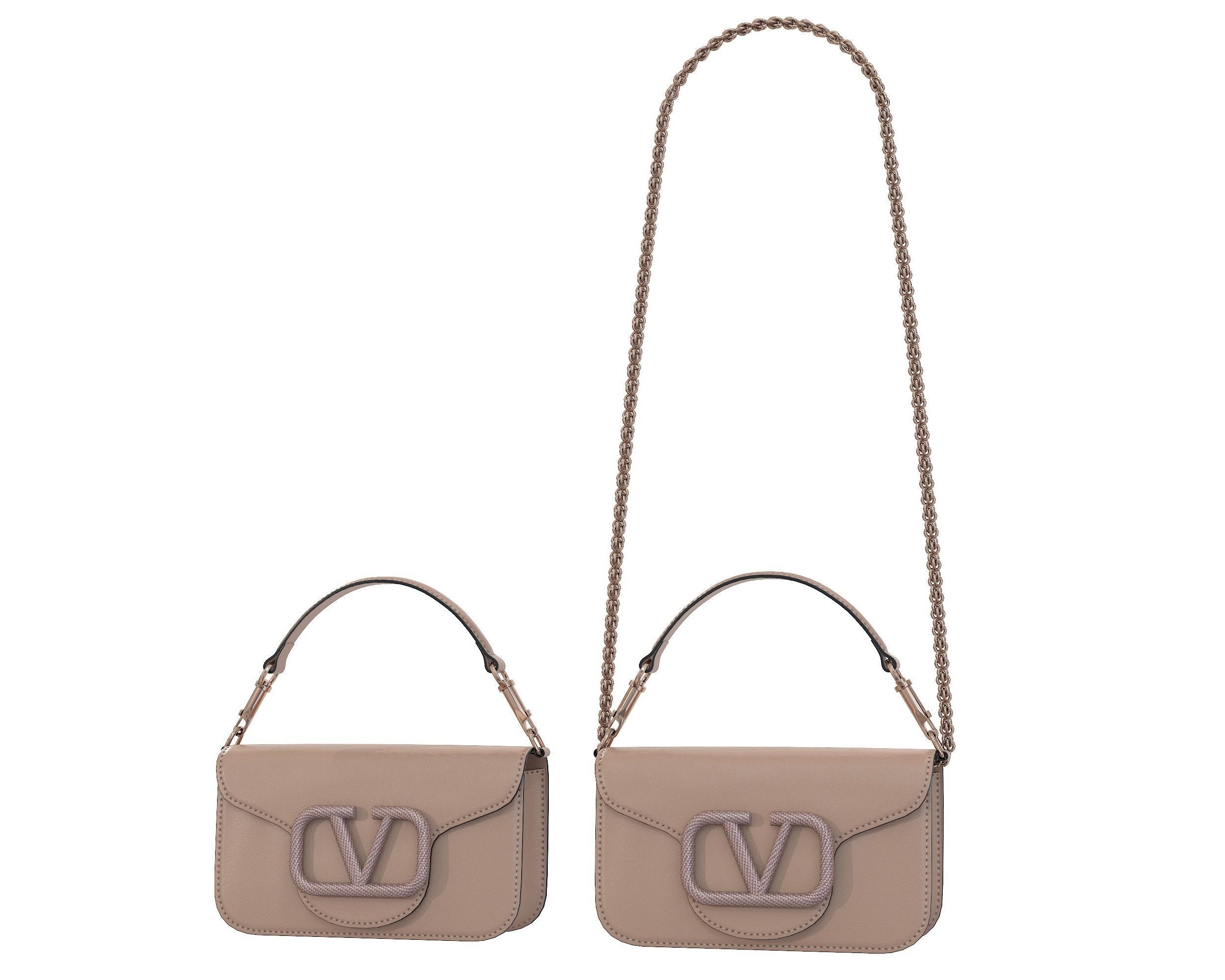 Valentino Garavani Loco Small Shoulder Bag Cream Low-poly 3D model_1