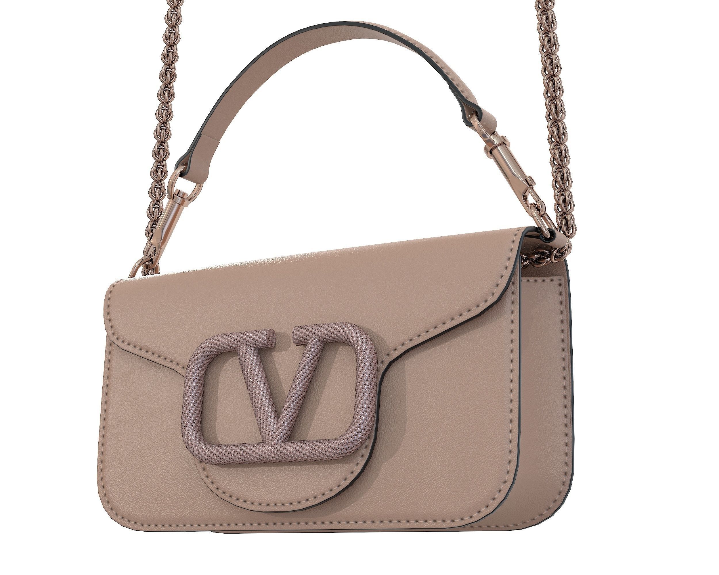 Valentino Garavani Loco Small Shoulder Bag Cream Low-poly 3D model_6