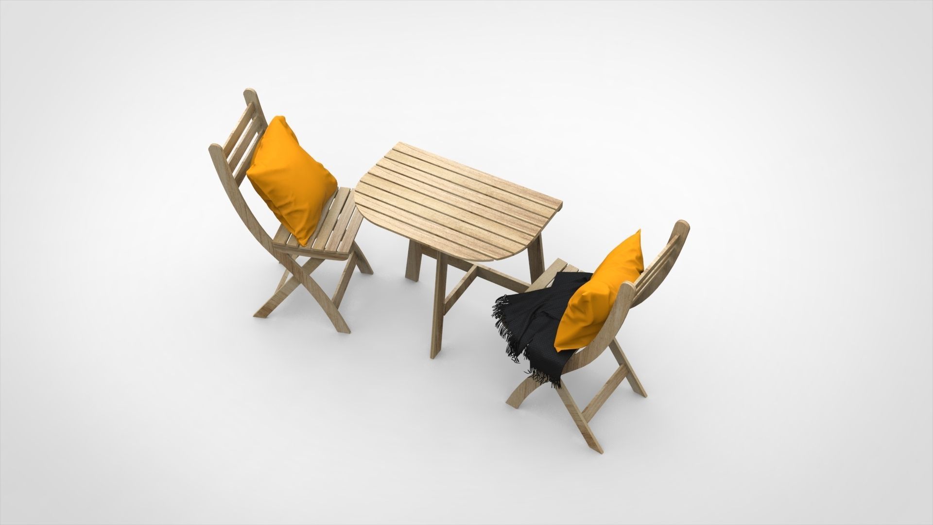 Ikea outdoor wooden Coffee table and chairs 3D model CGTrader