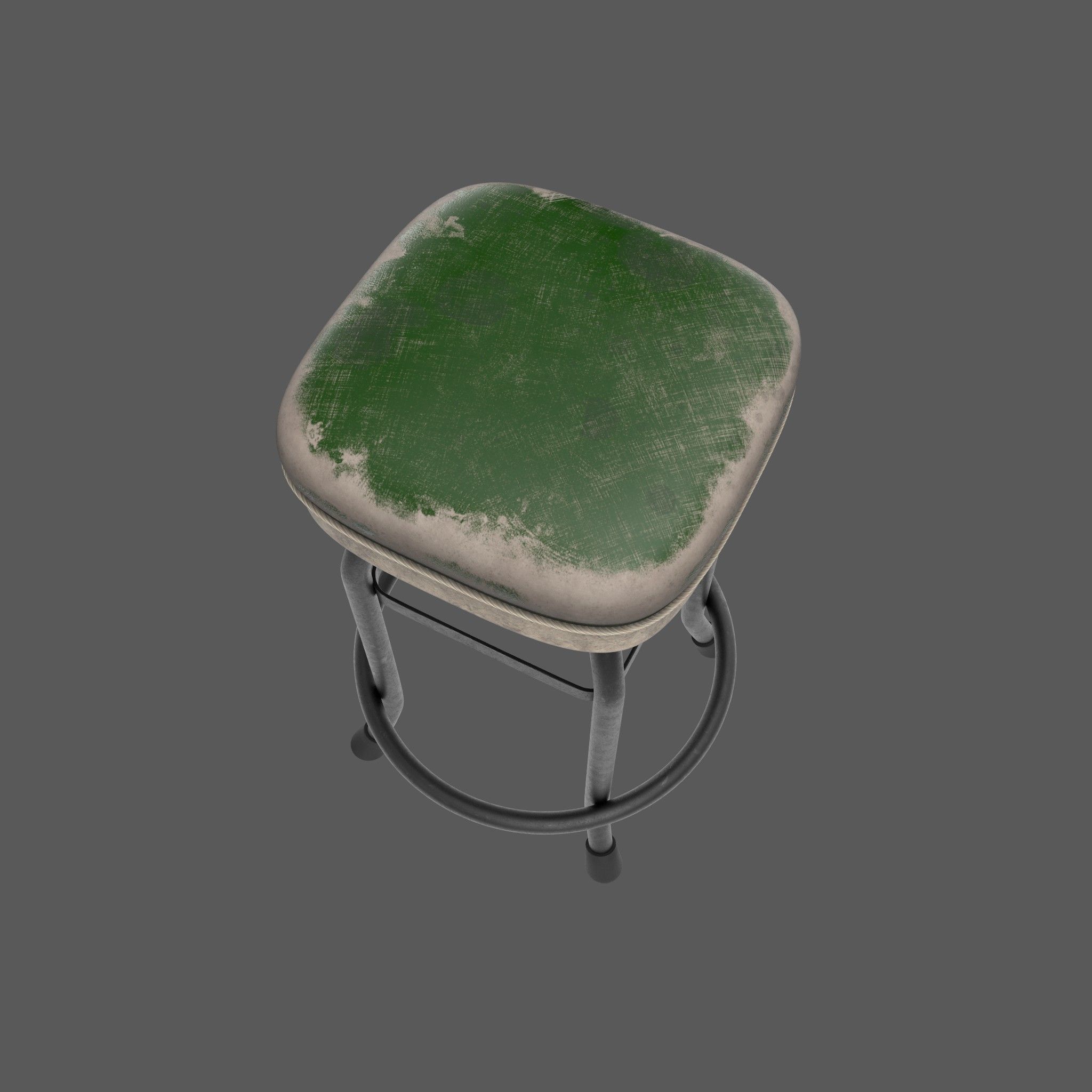 Vintage Bar Stool Game Ready Low-poly 3D model_4