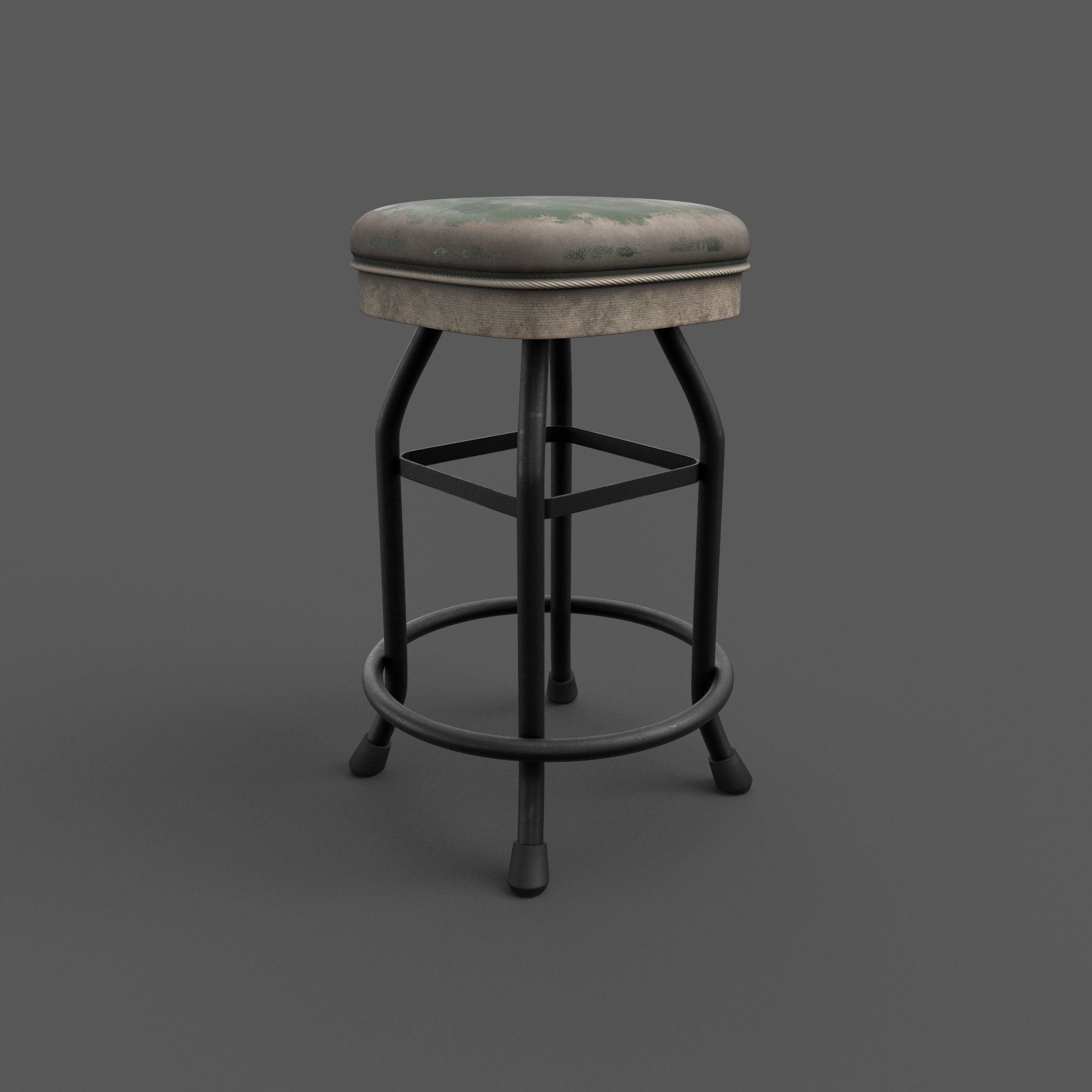 Vintage Bar Stool Game Ready Low-poly 3D model_1