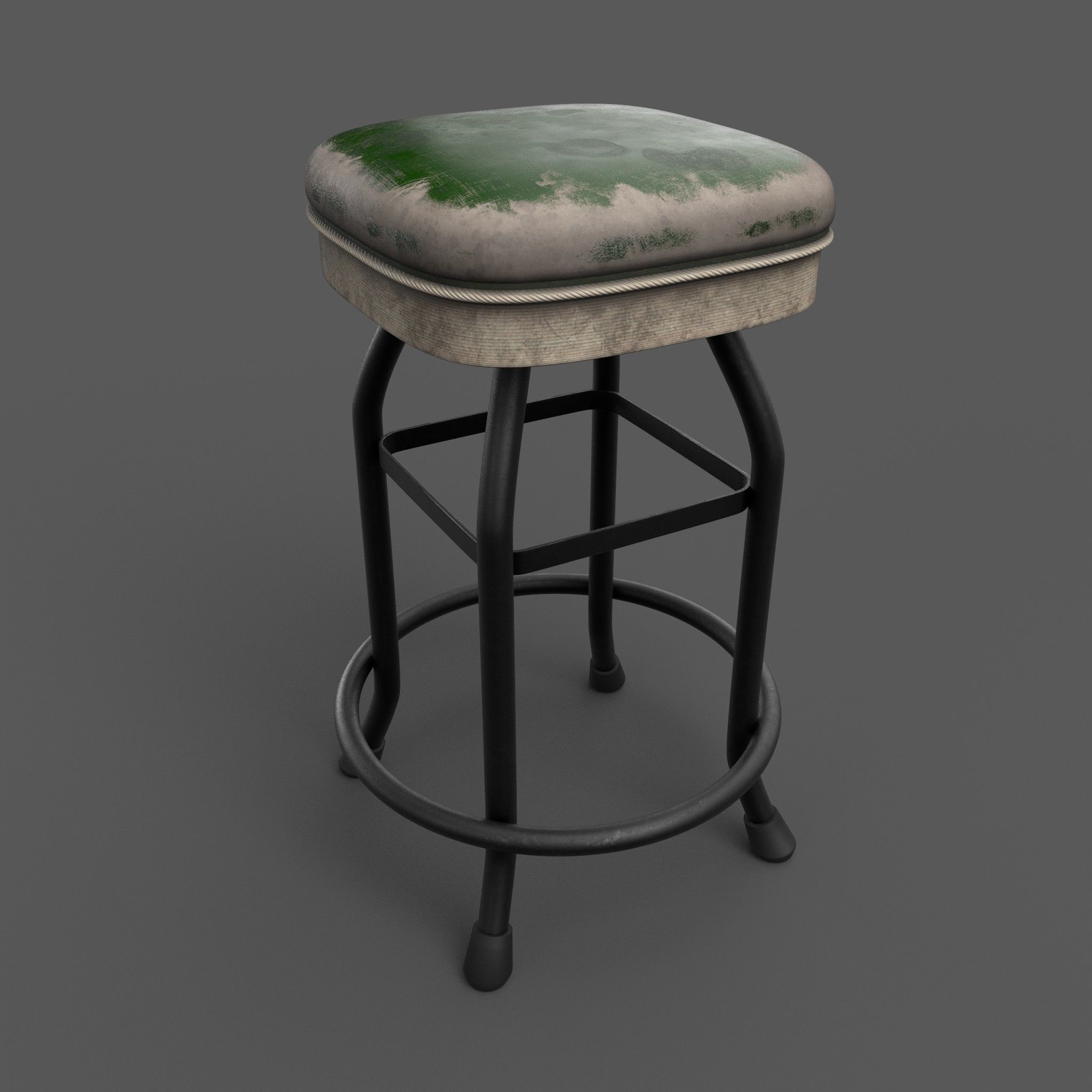 Vintage Bar Stool Game Ready Low-poly 3D model_7
