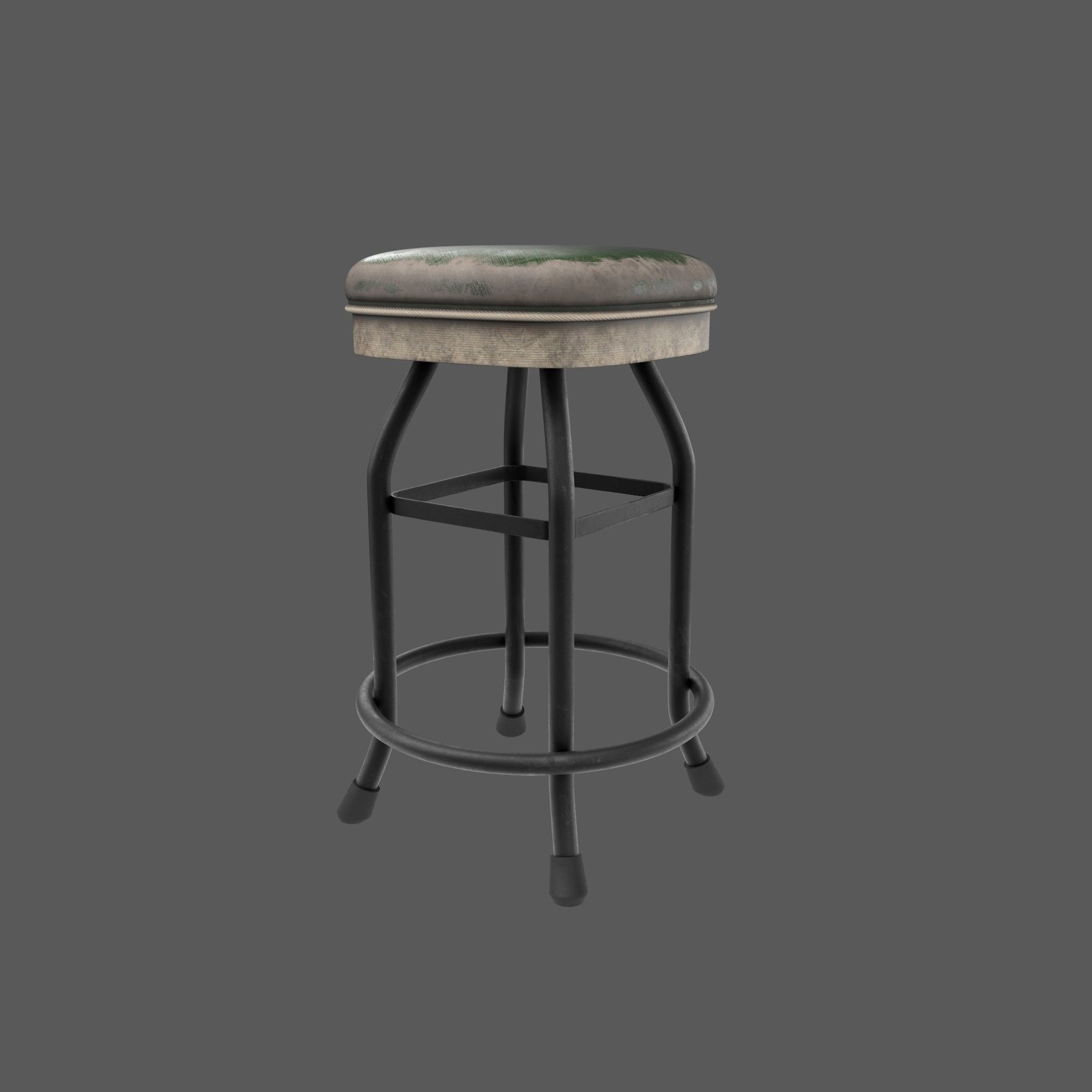 Vintage Bar Stool Game Ready Low-poly 3D model_5