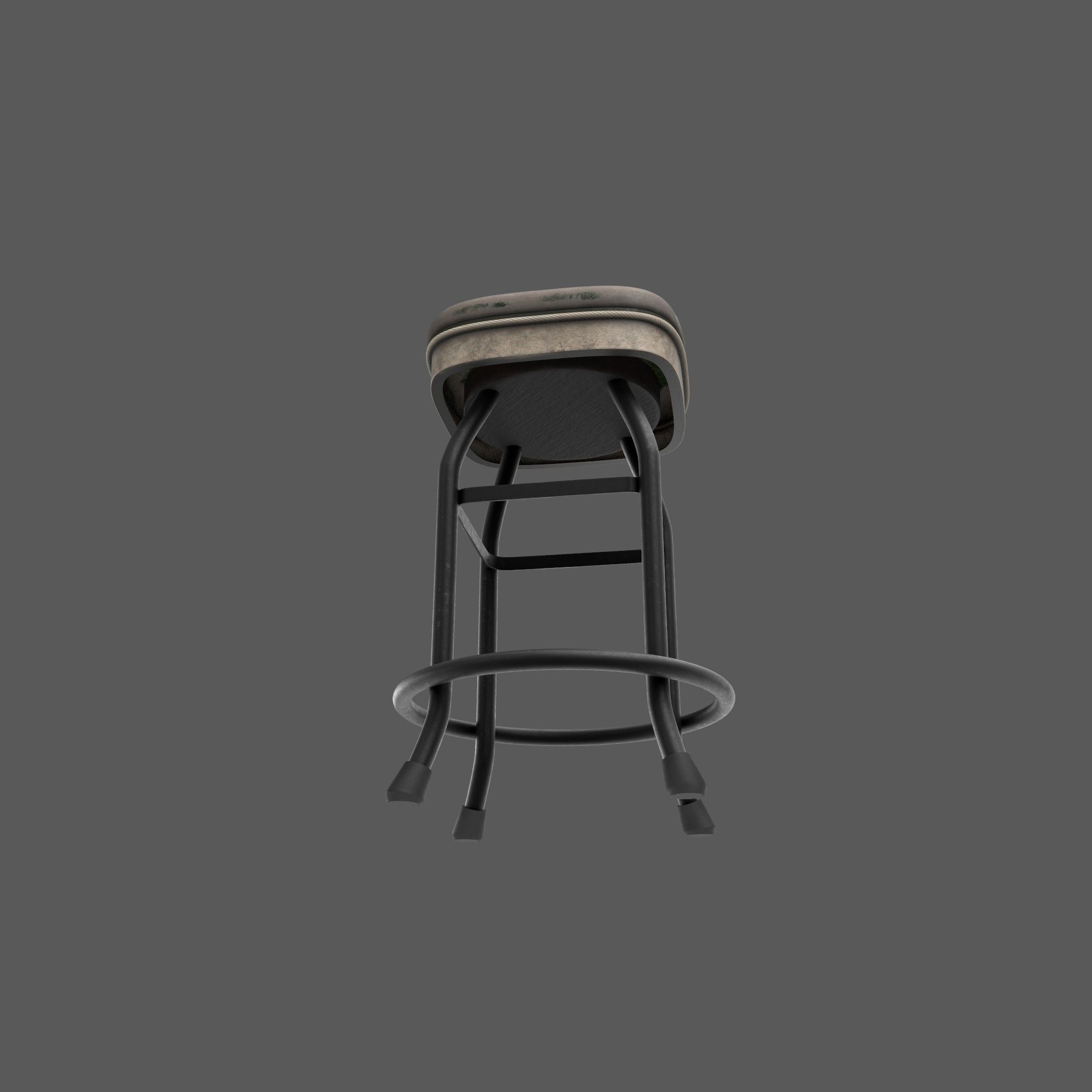 Vintage Bar Stool Game Ready Low-poly 3D model_3