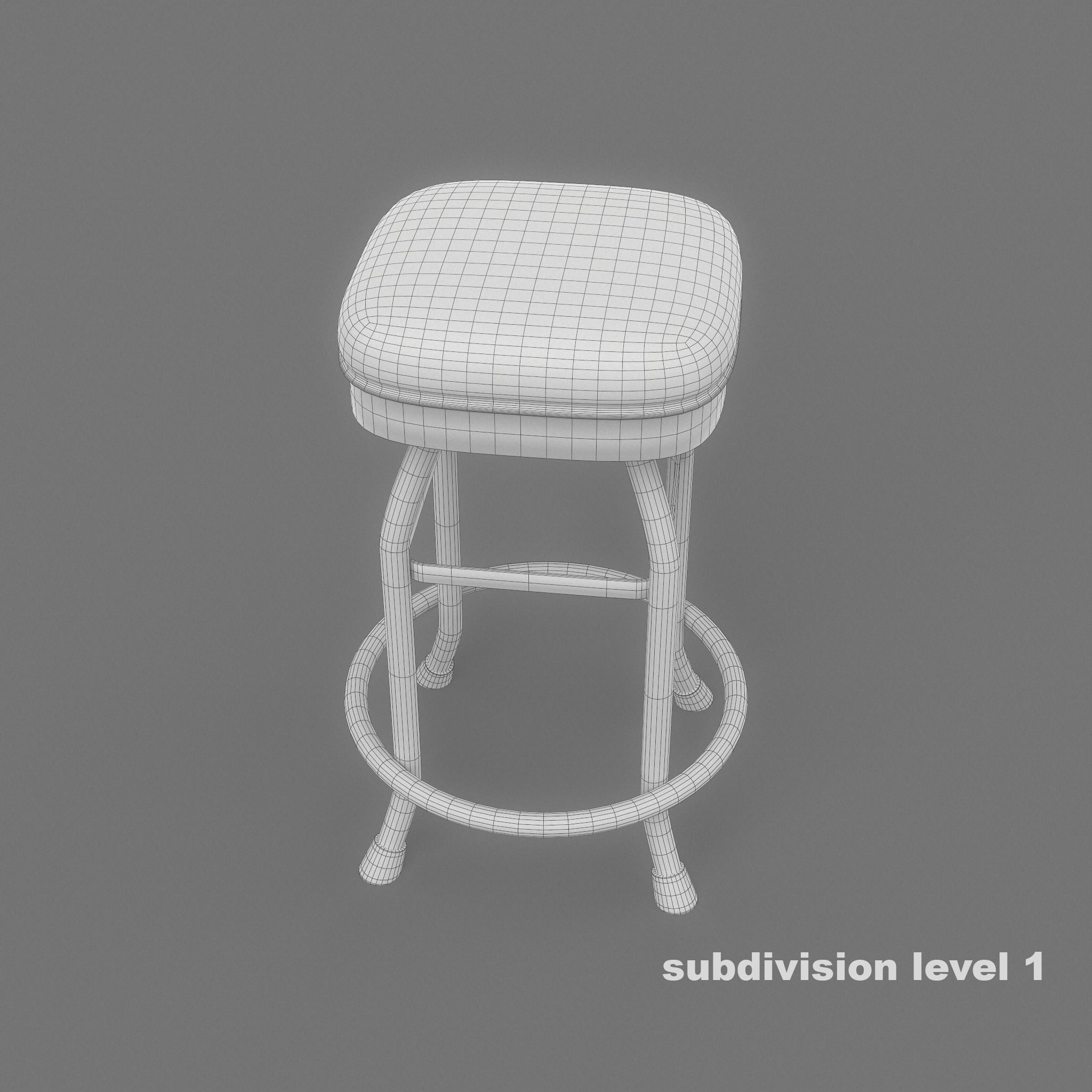 Vintage Bar Stool Game Ready Low-poly 3D model_8