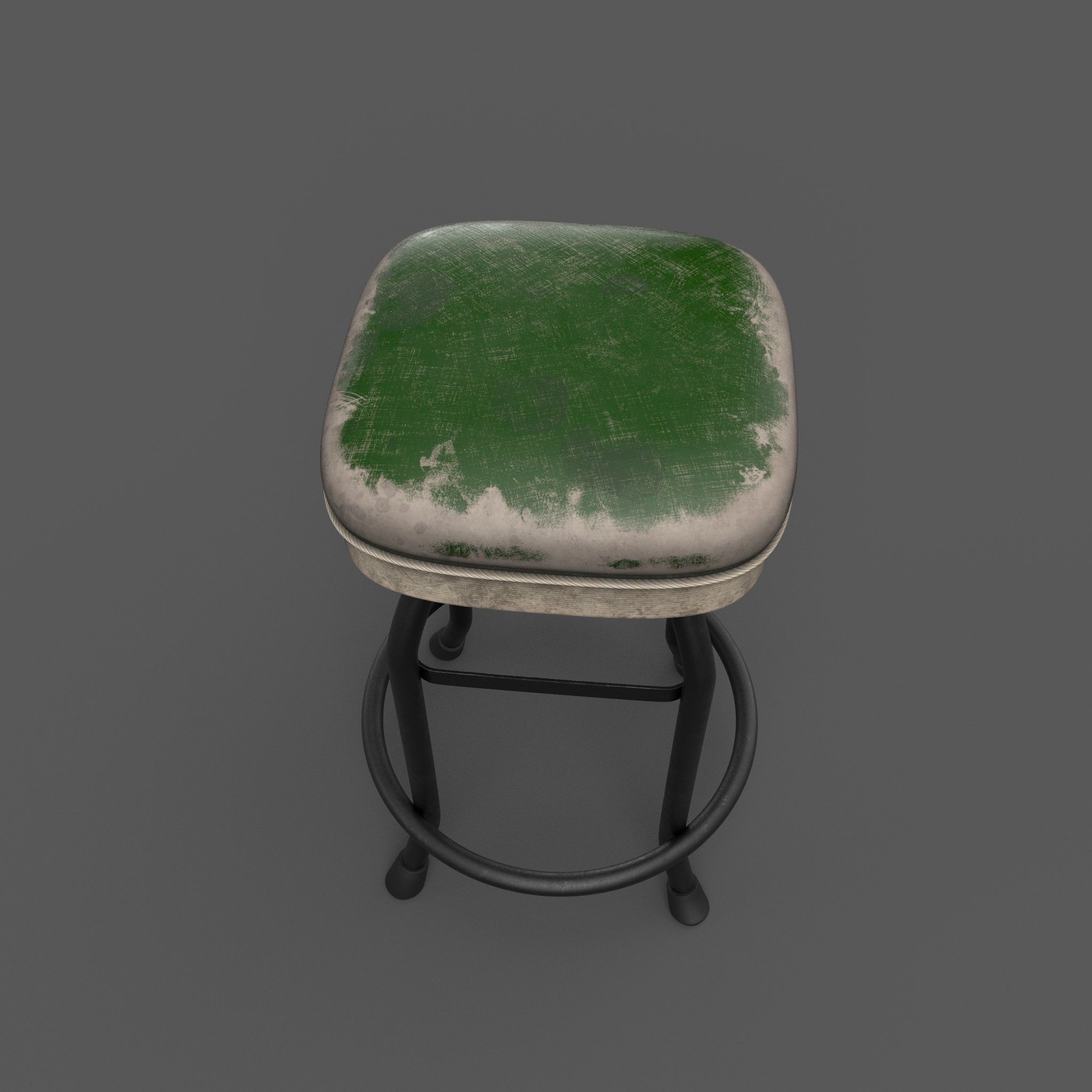 Vintage Bar Stool Game Ready Low-poly 3D model_2