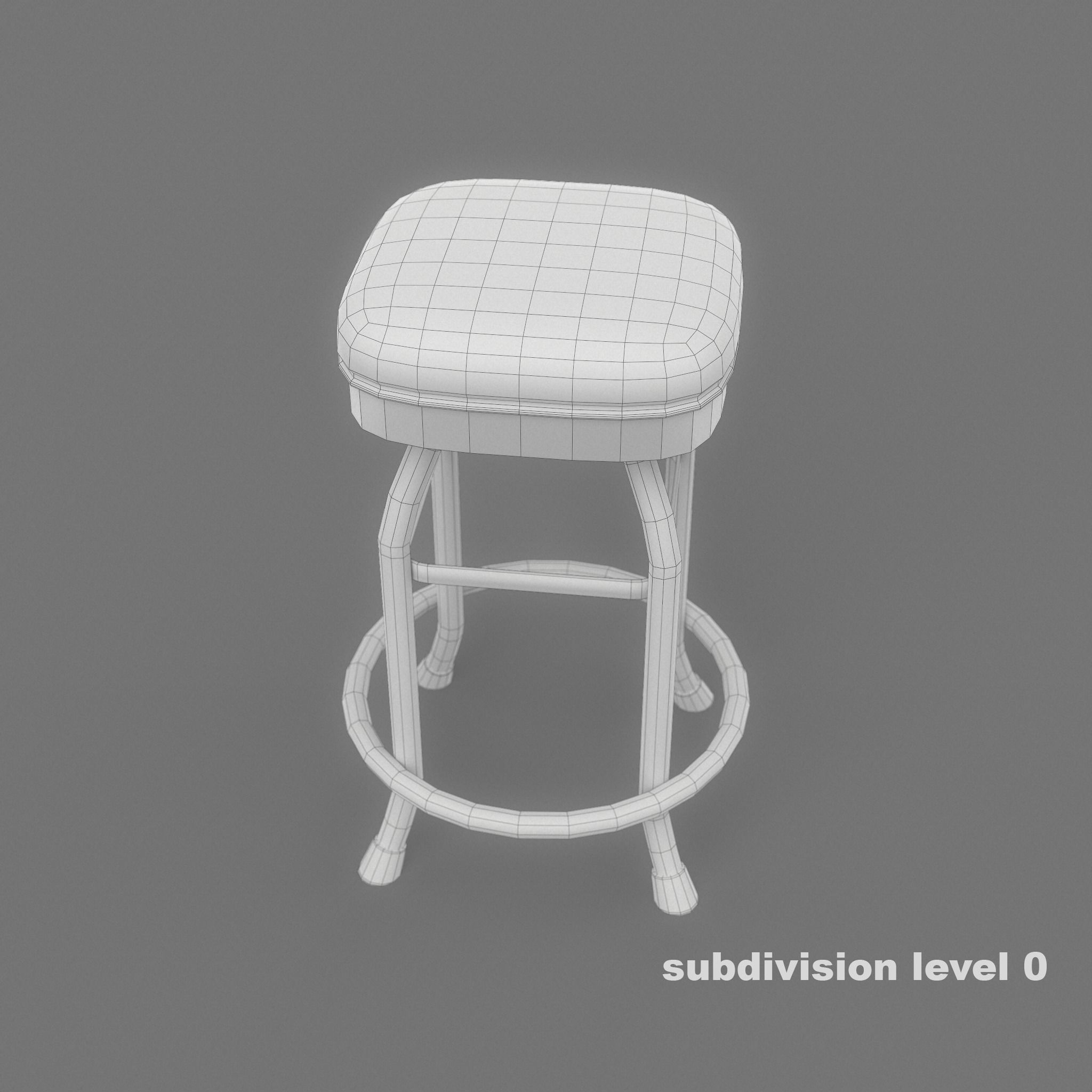 Vintage Bar Stool Game Ready Low-poly 3D model_9