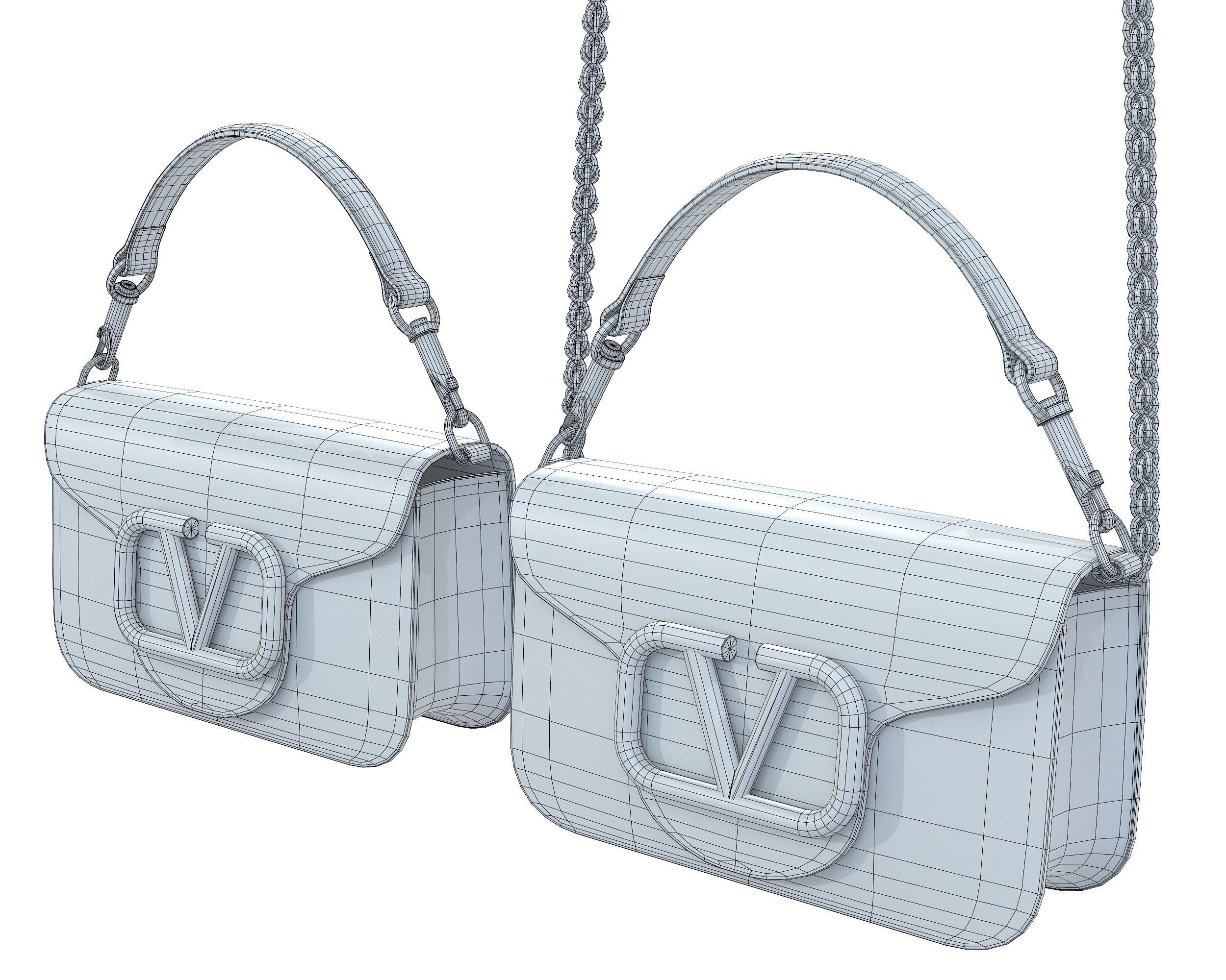 Valentino Garavani Loco Embroidered Crystal Shoulder Bag Pink Low-poly 3D model_10