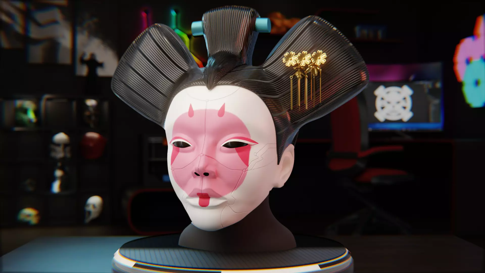 Animatronic Geisha head from Ghost in the Shell 3D print model