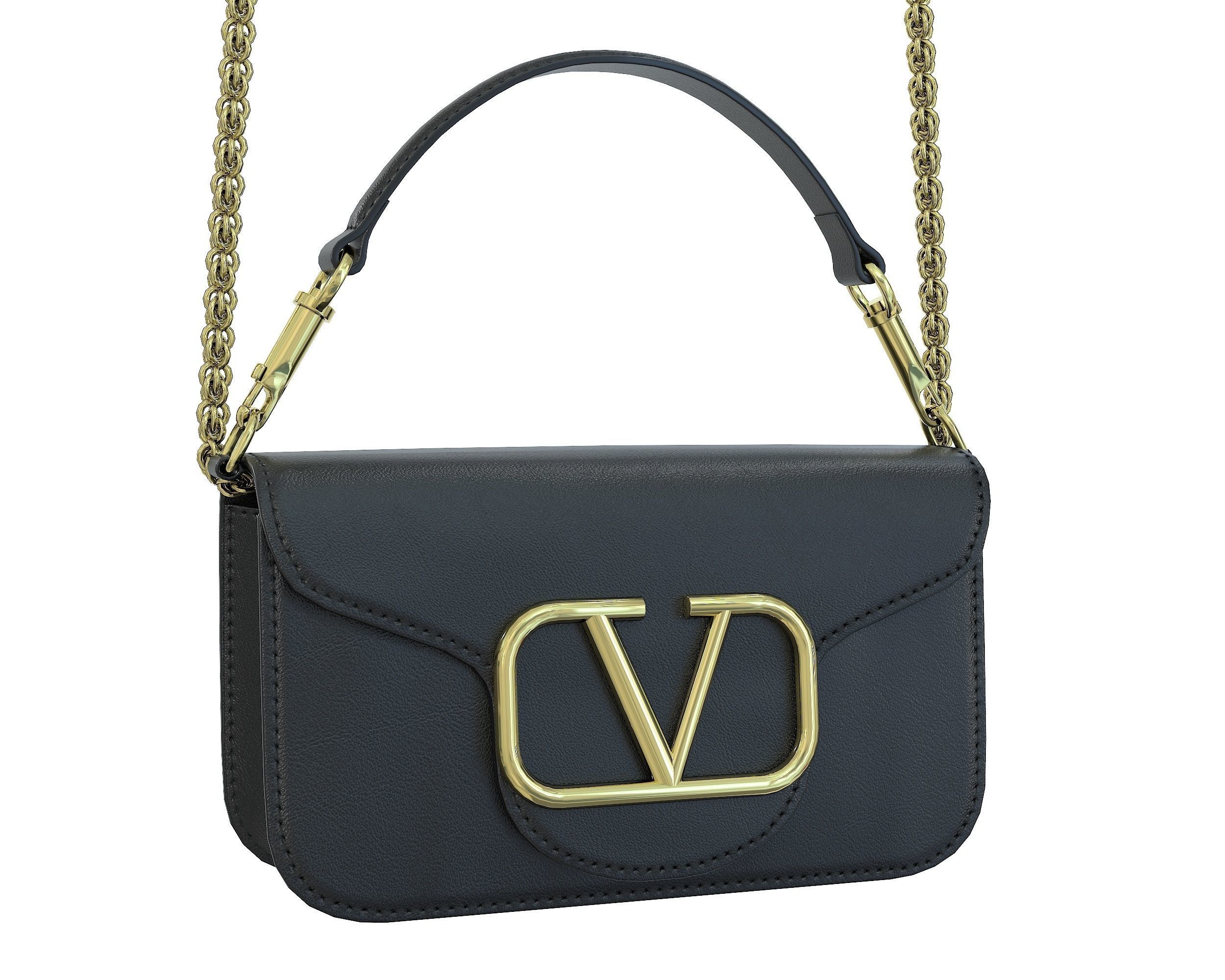 Valentino Garavani Loco Small Shoulder Bag Black Low-poly 3D model_7