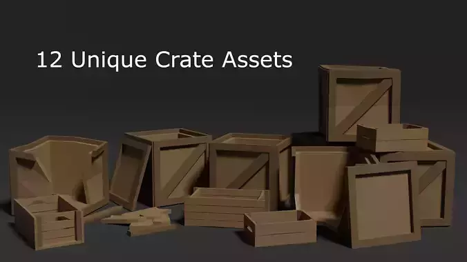 Low Poly Style Crate Assets Low-poly 3D model