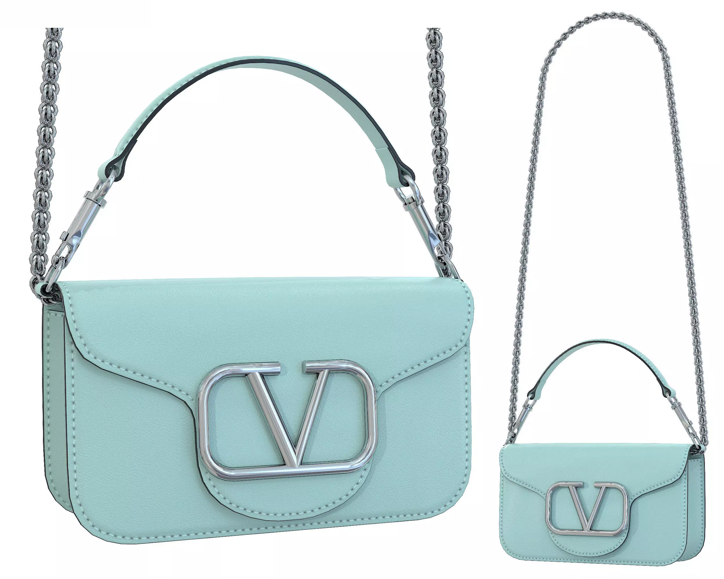 Valentino Garavani Loco Small Shoulder Bag Blue Low-poly 3D model_0