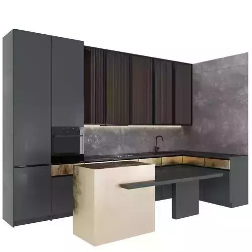 kitchen modern with cabinets and gold accents