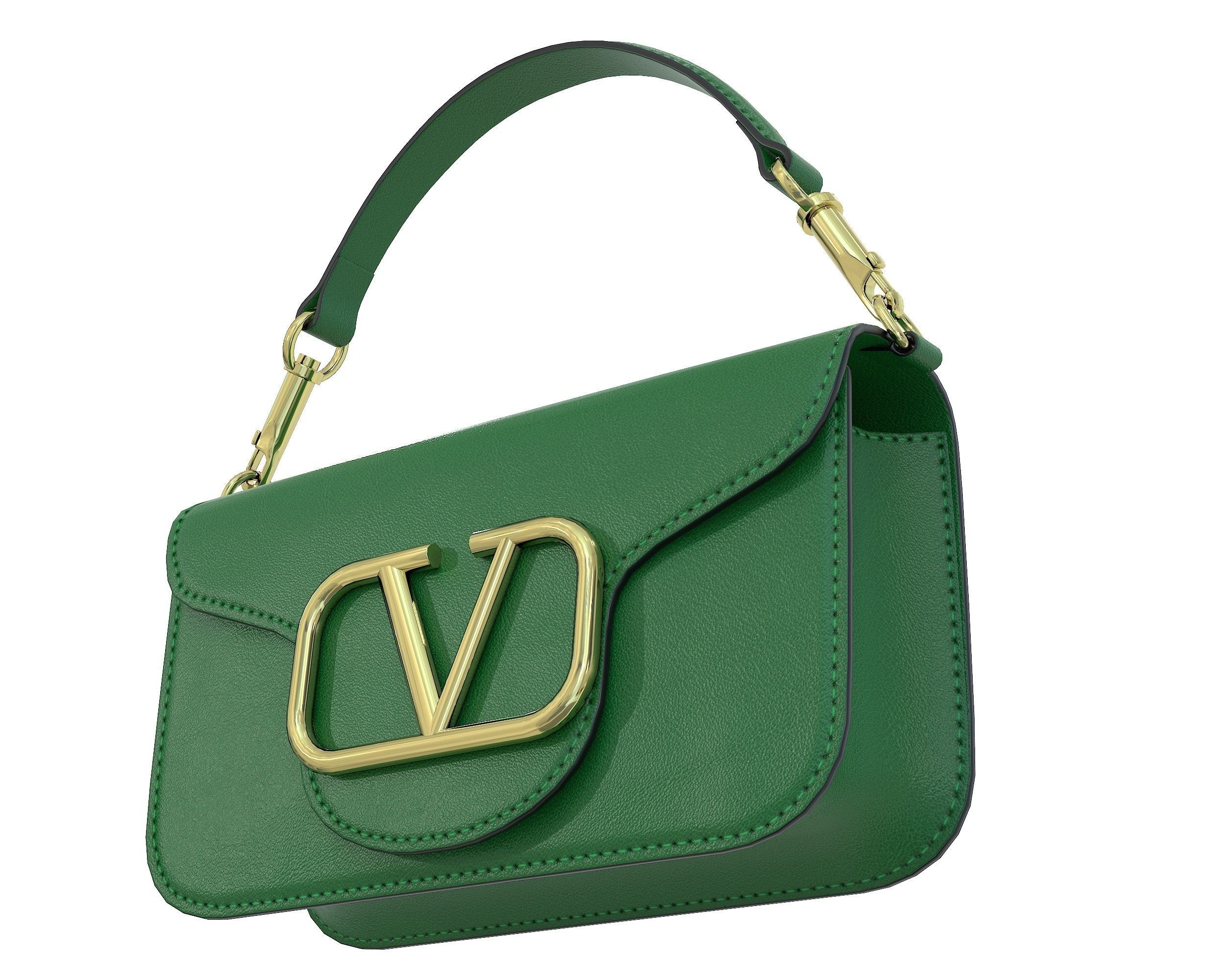 Valentino Garavani Loco Small Shoulder Bag Green Low-poly 3D model_7