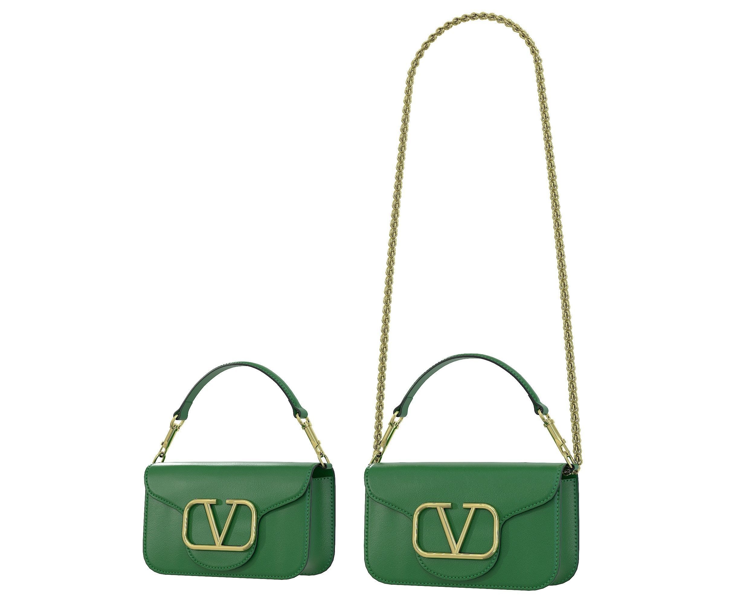 Valentino Garavani Loco Small Shoulder Bag Green Low-poly 3D model_1