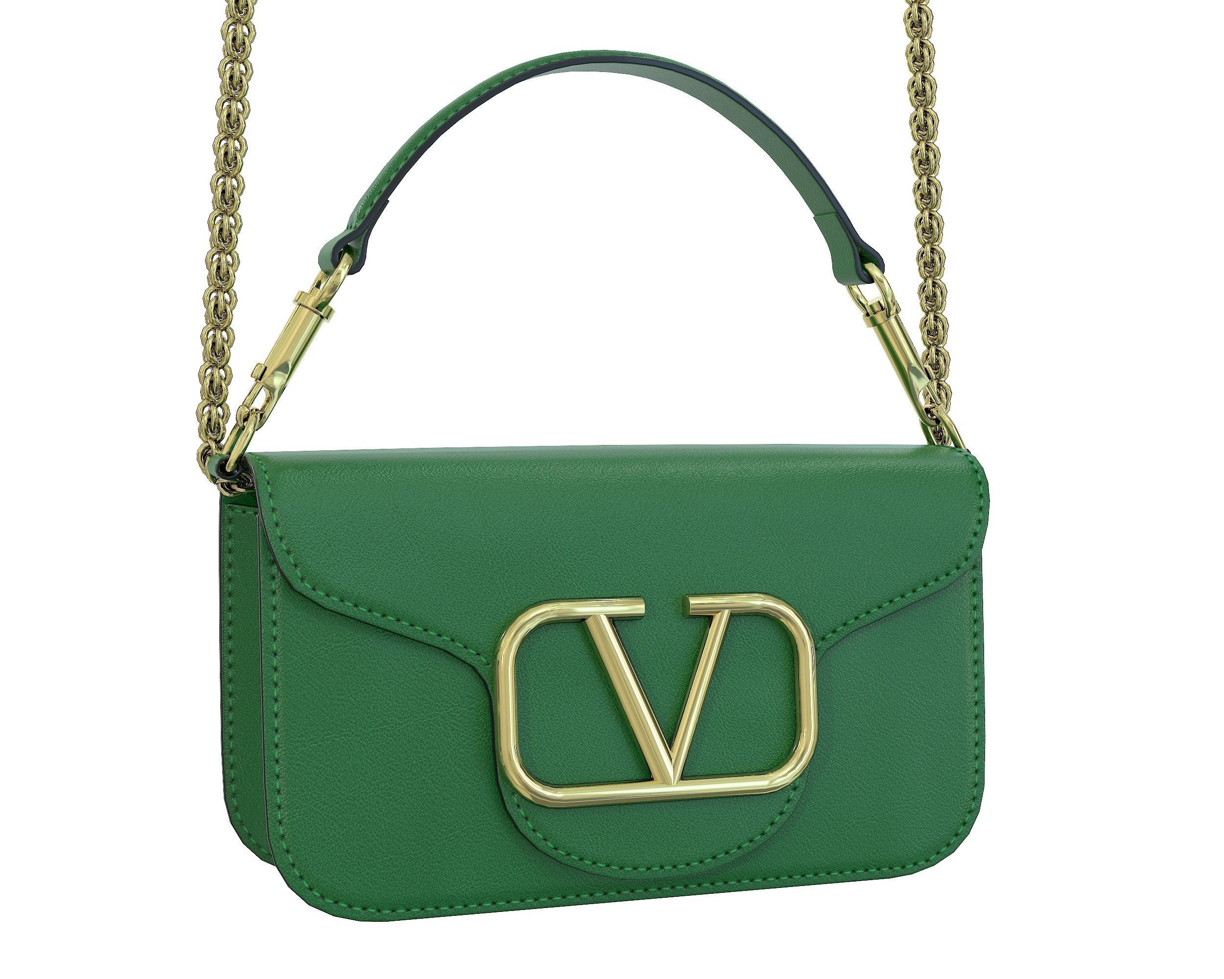 Valentino Garavani Loco Small Shoulder Bag Green Low-poly 3D model_5