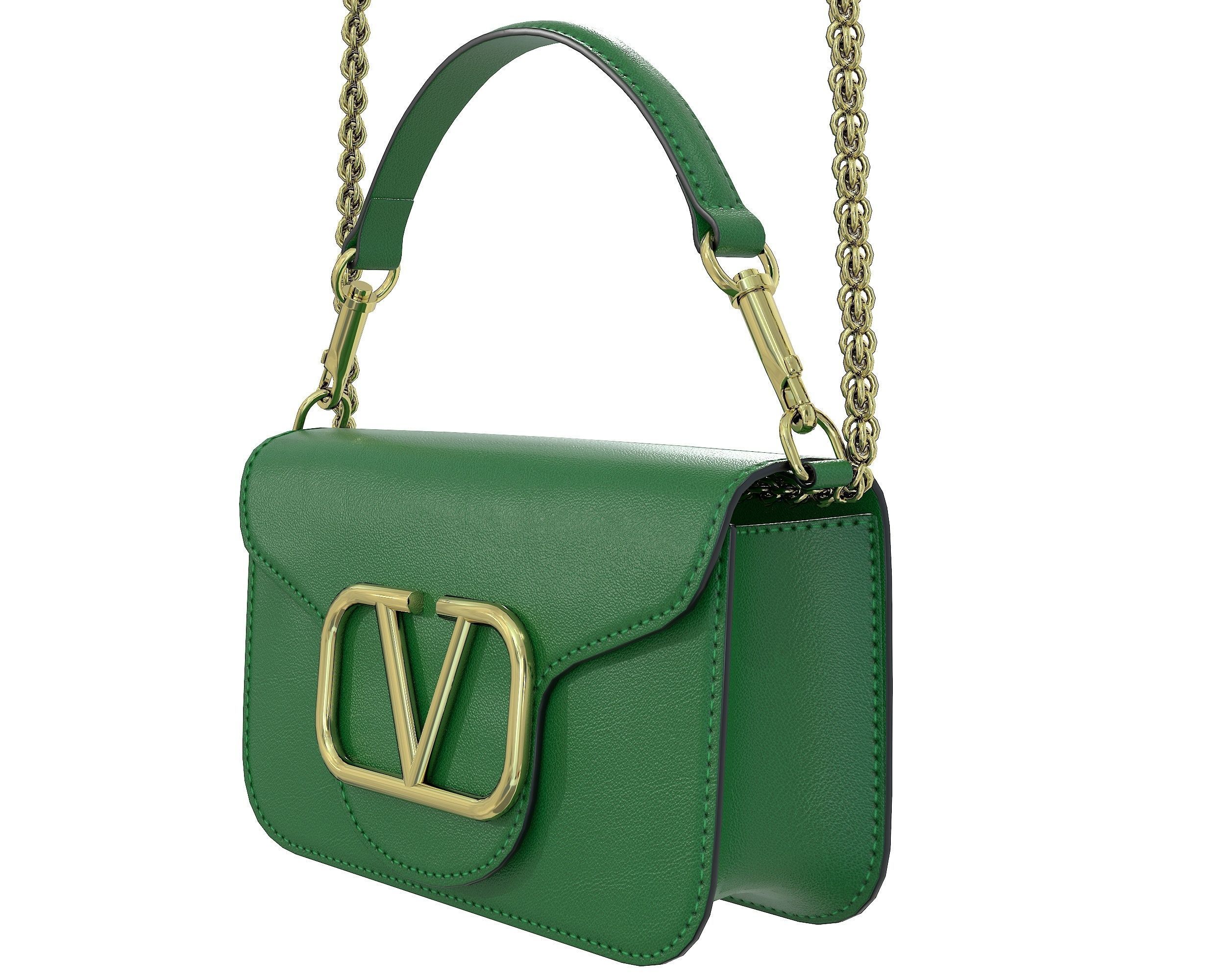 Valentino Garavani Loco Small Shoulder Bag Green Low-poly 3D model_4