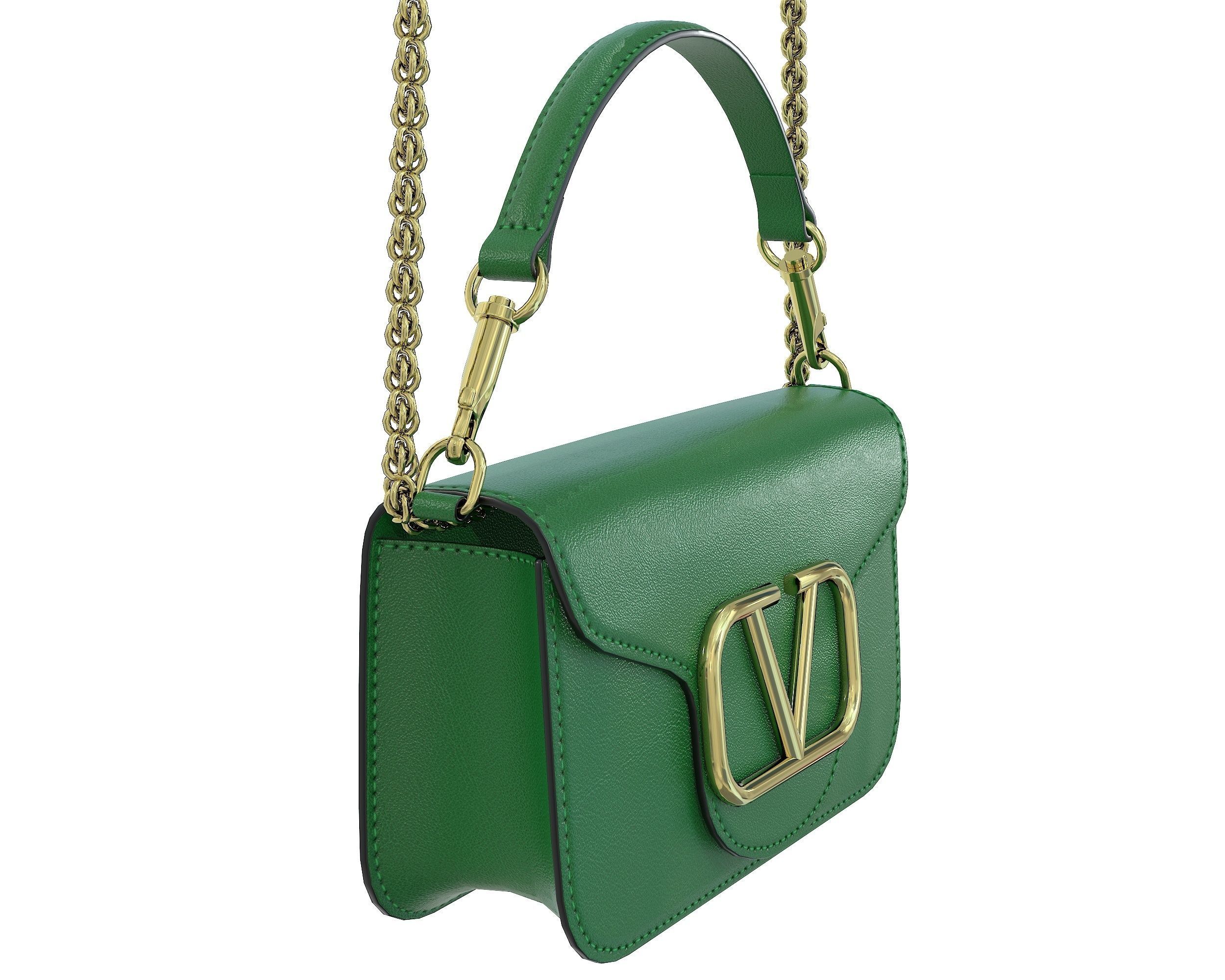 Valentino Garavani Loco Small Shoulder Bag Green Low-poly 3D model_2