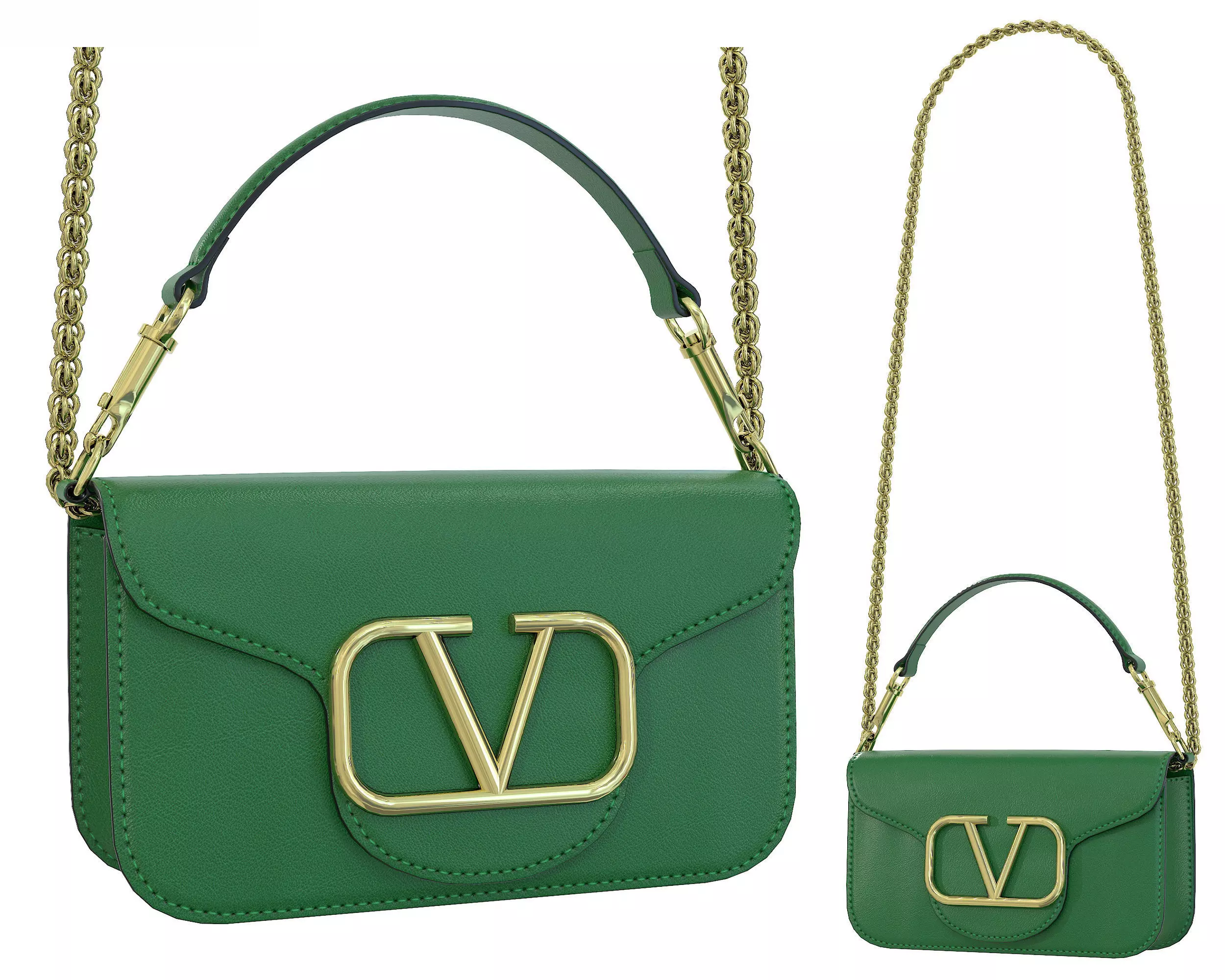 Valentino Garavani Loco Small Shoulder Bag Green Low-poly 3D model_0