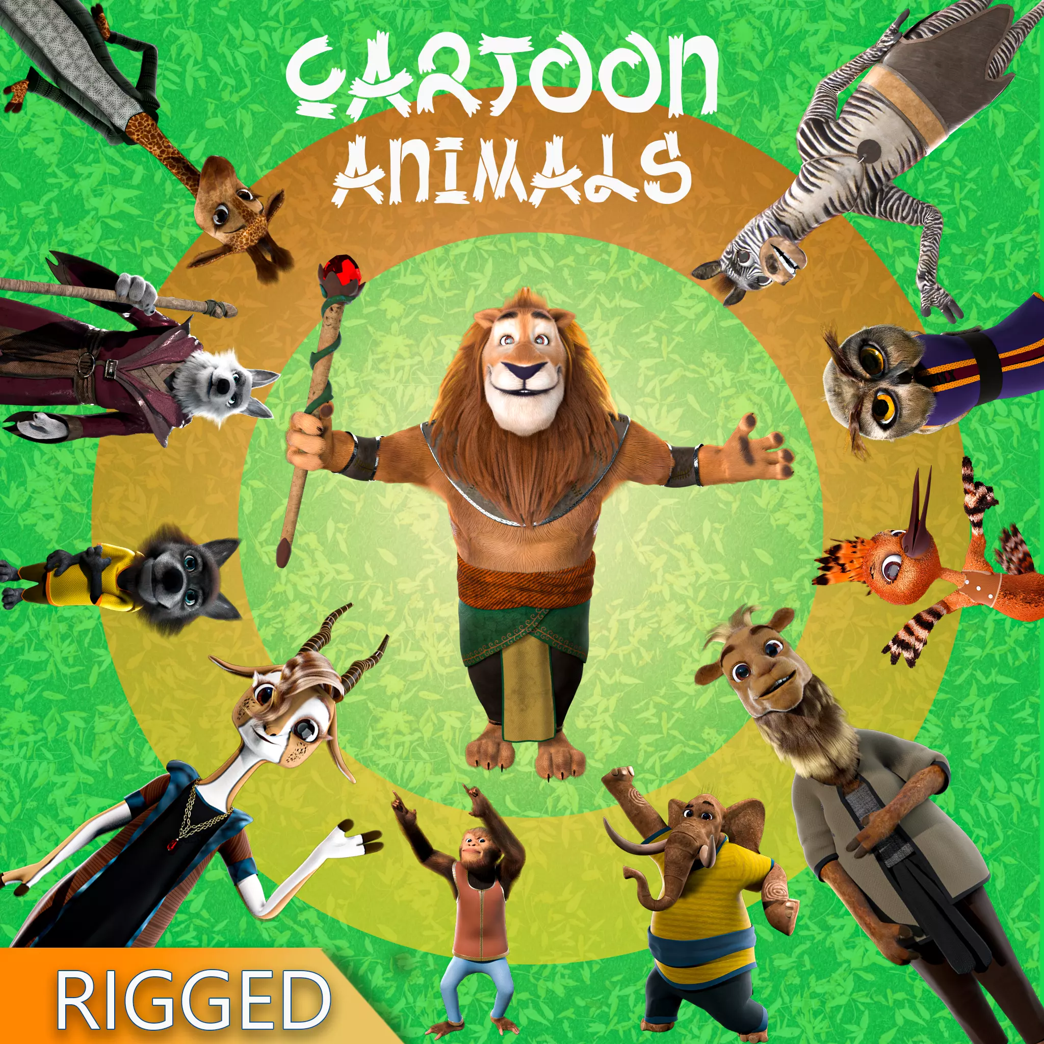 Cartoon Animals Rigged V1 3D Model Collection_0