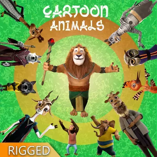 Cartoon Animals Rigged V1 3D Model Collection