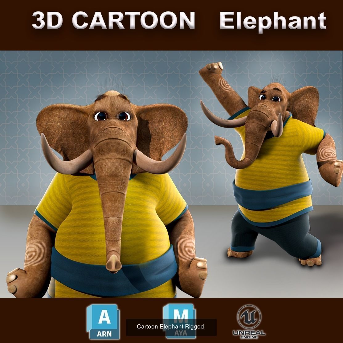 Cartoon Animals Rigged V1 3D Model Collection_5