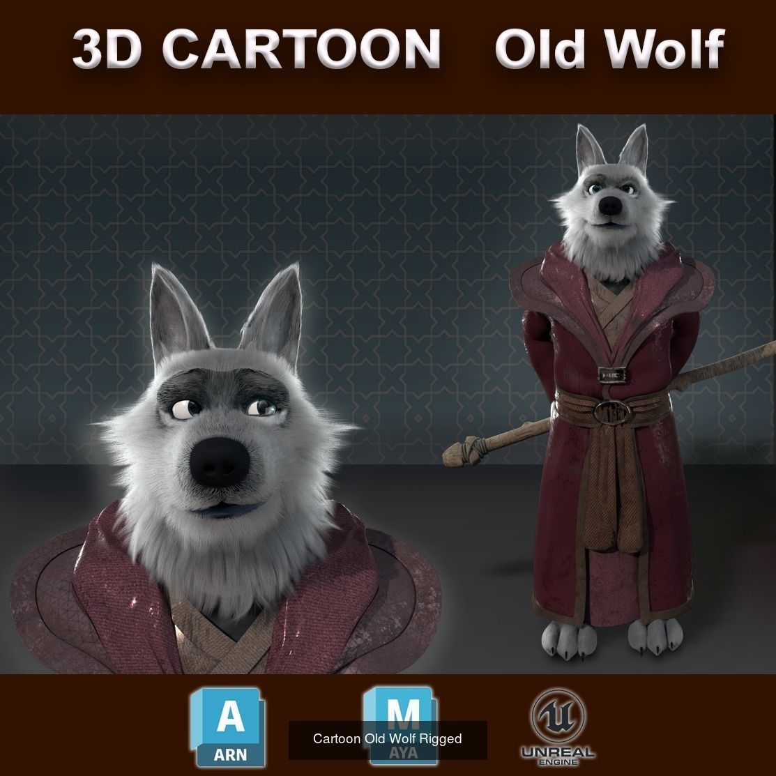 Cartoon Animals Rigged V1 3D Model Collection_10