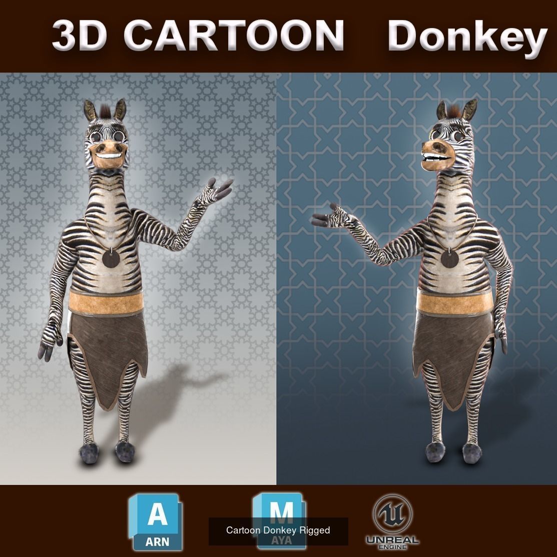 Cartoon Animals Rigged V1 3D Model Collection_4